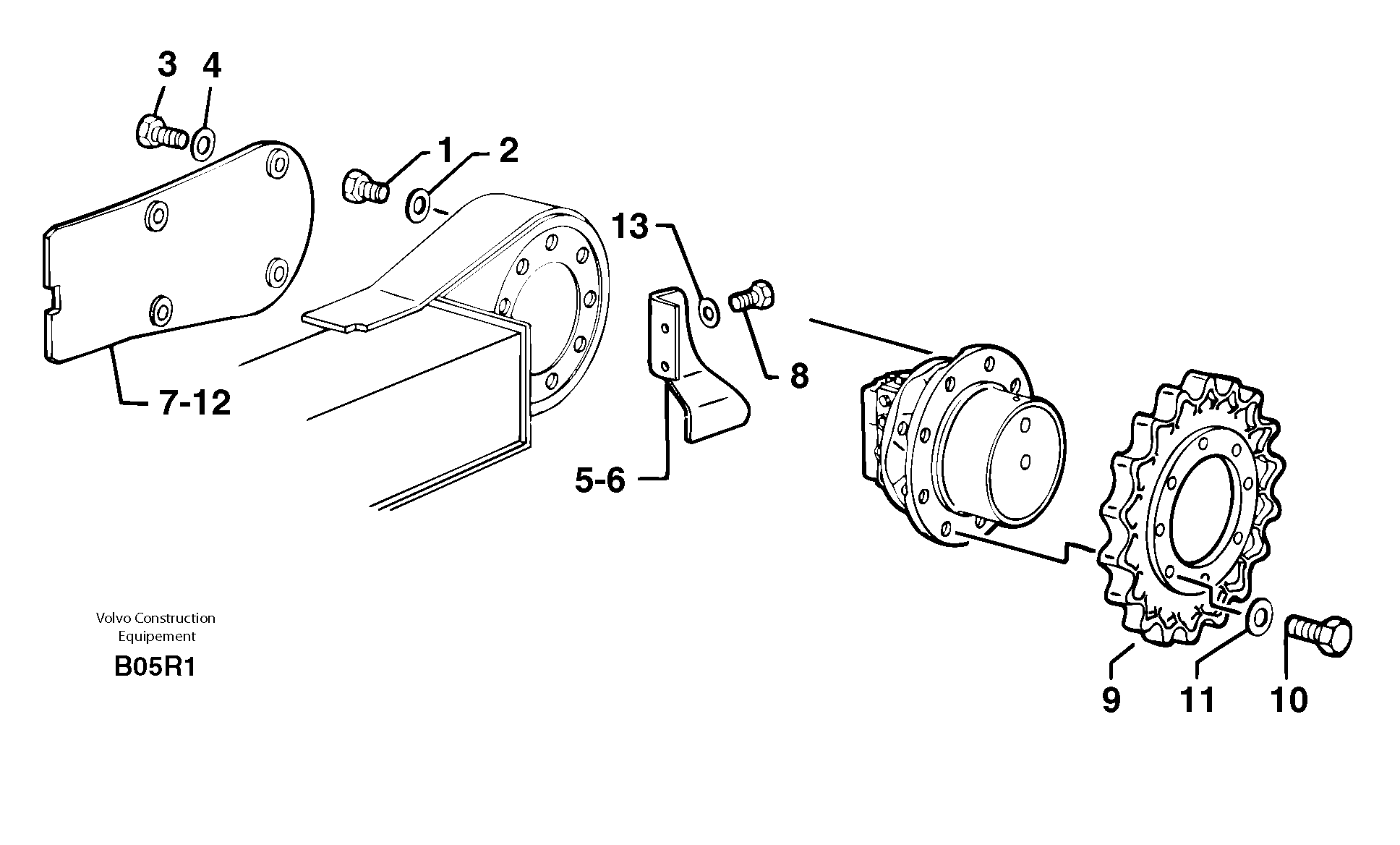 Travelling gear motor assy / sprocket — volvo parts diagram