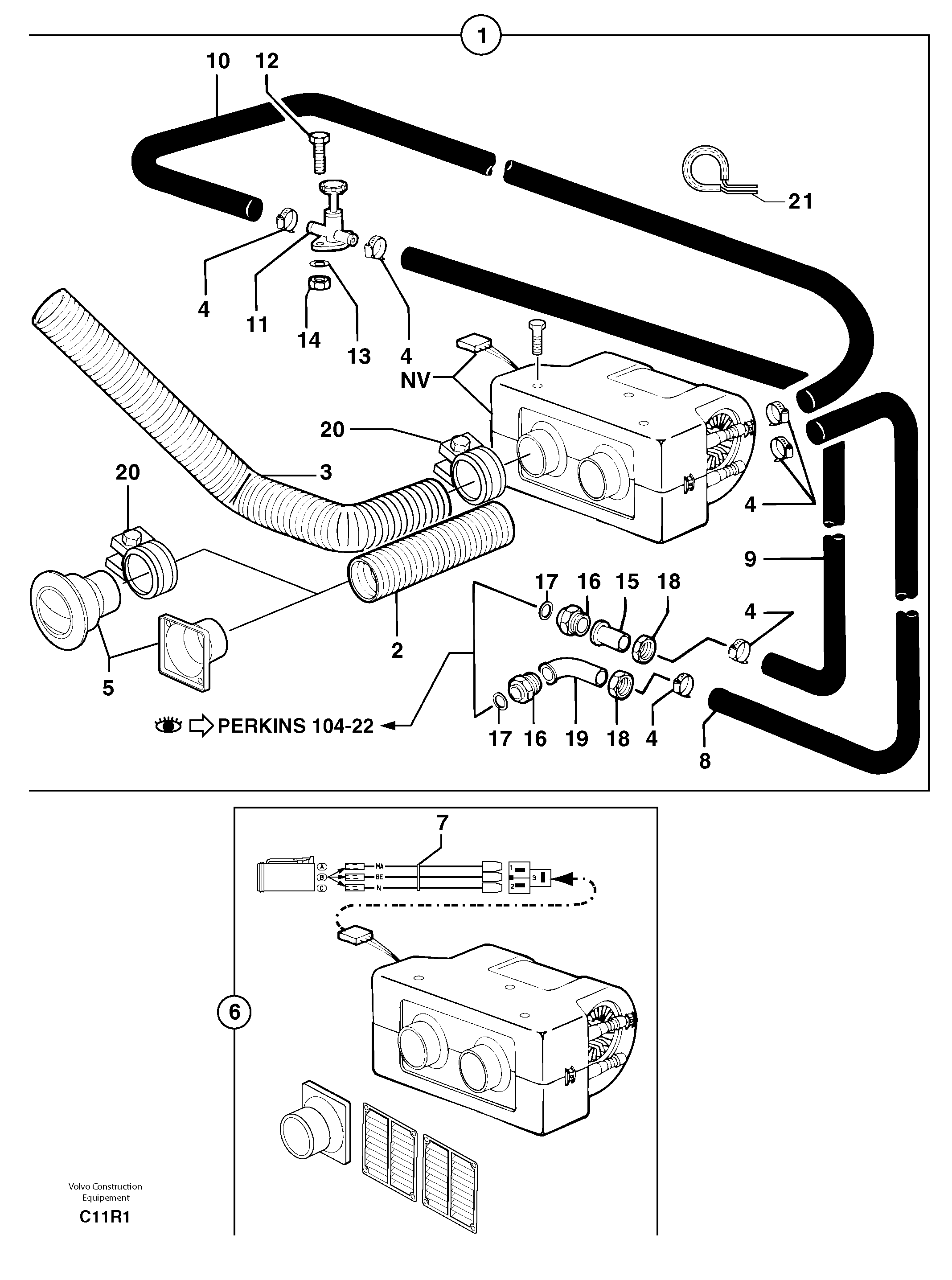 Cab heating — volvo parts diagram