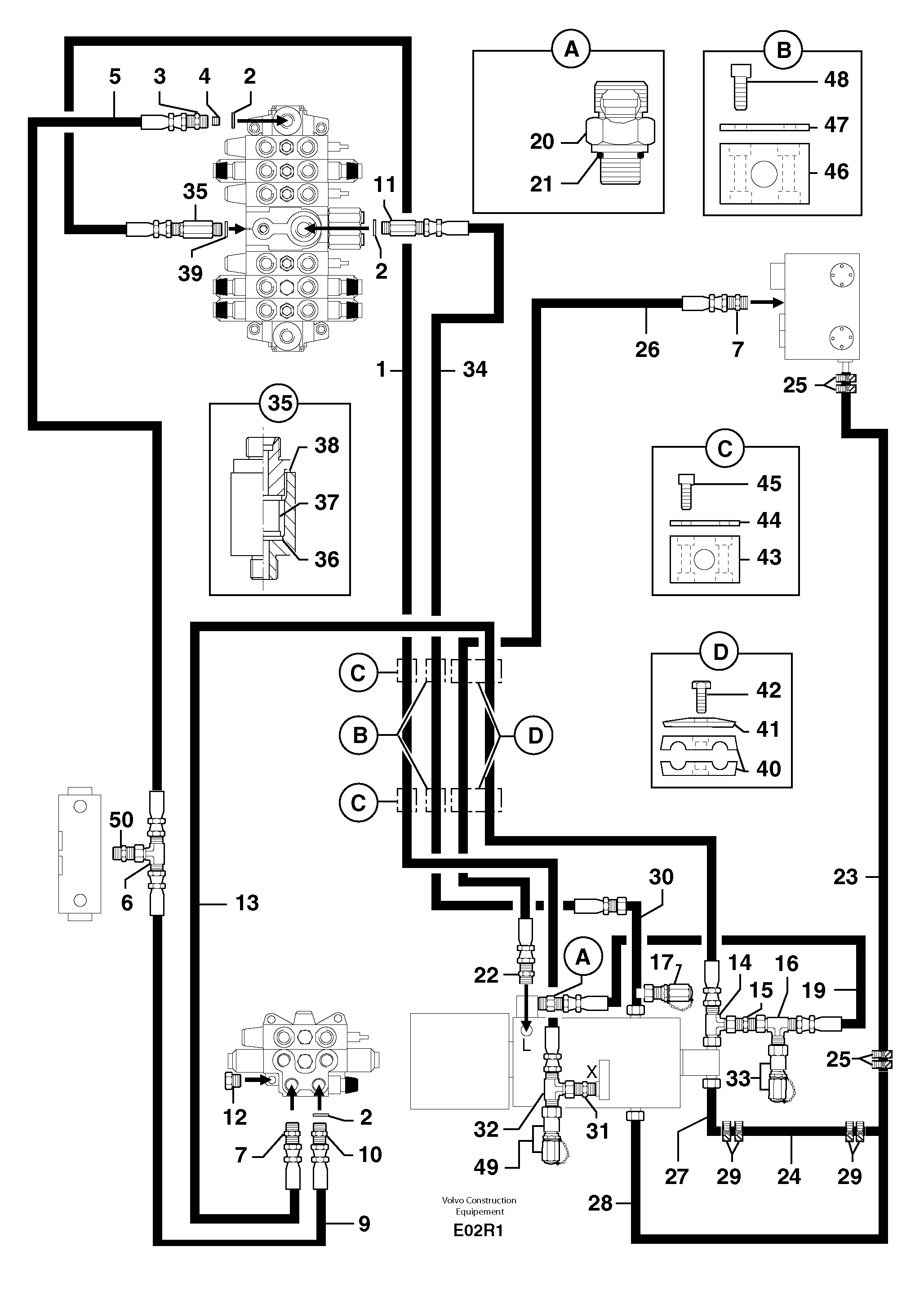 Attachments supply and return circuit — volvo parts diagram