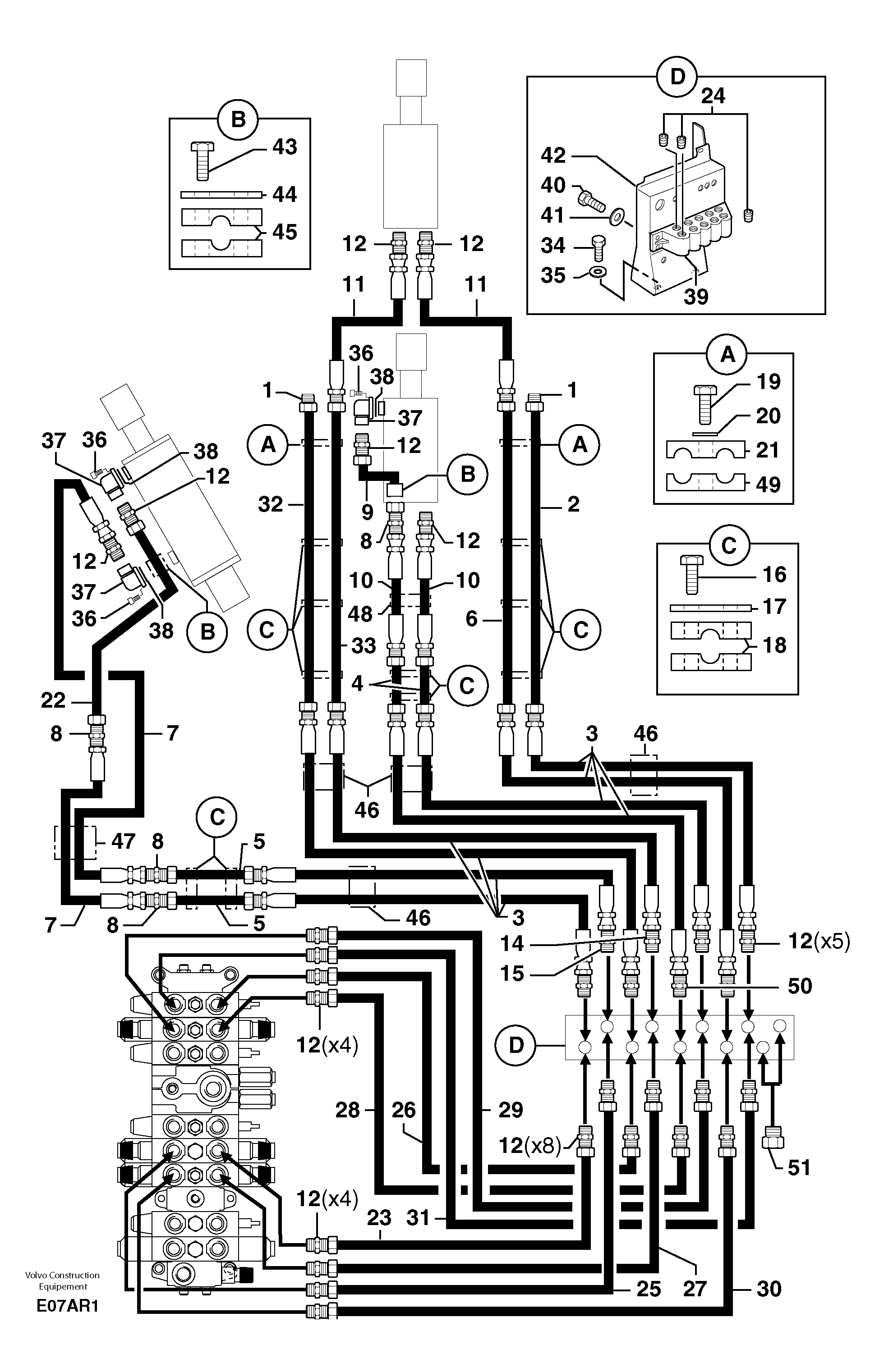 Hydr. circuit.( boom / dipper arm / bucket ) — volvo parts diagram