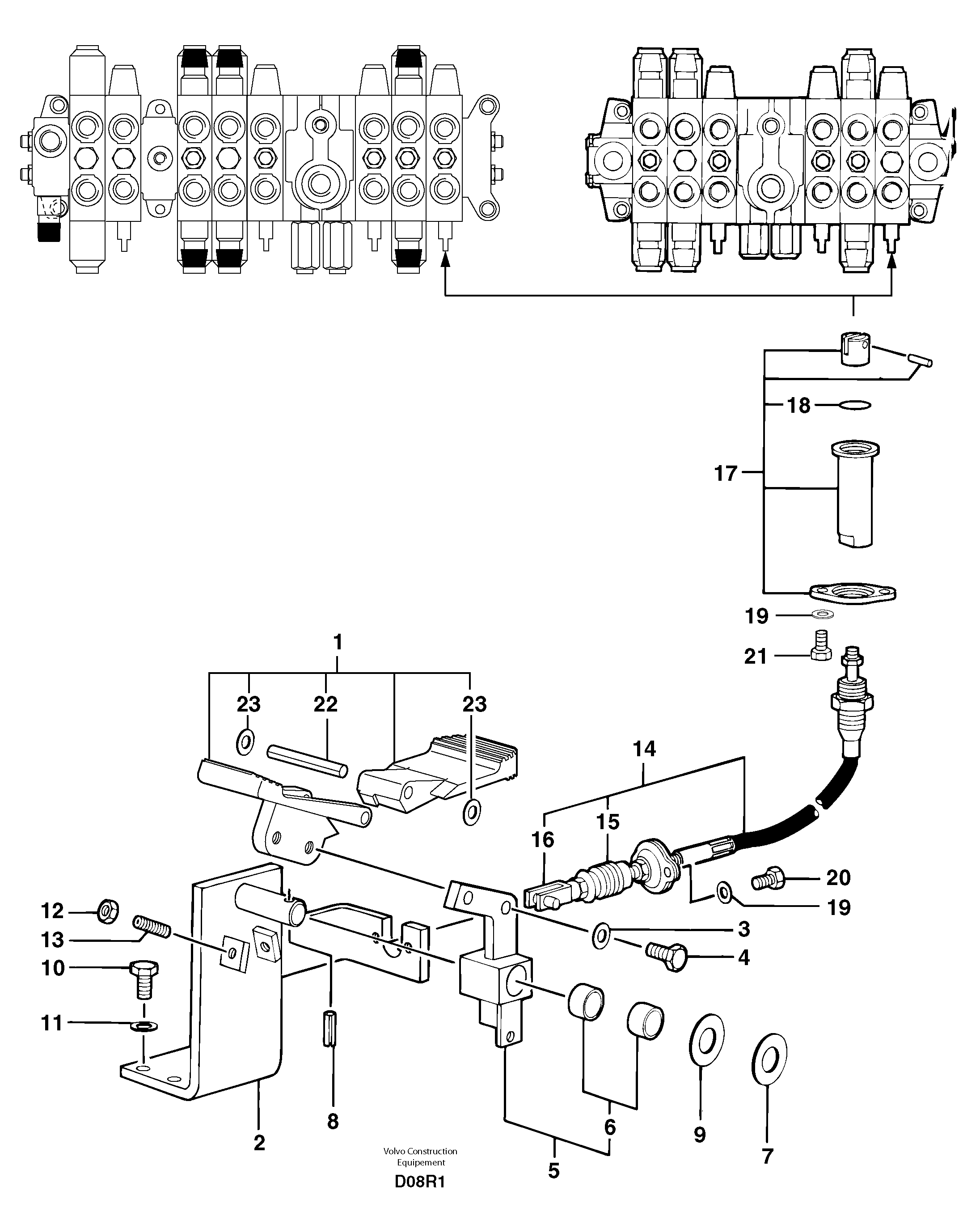 Control pedal : accessories on attachment - 75 l/m — volvo parts diagram