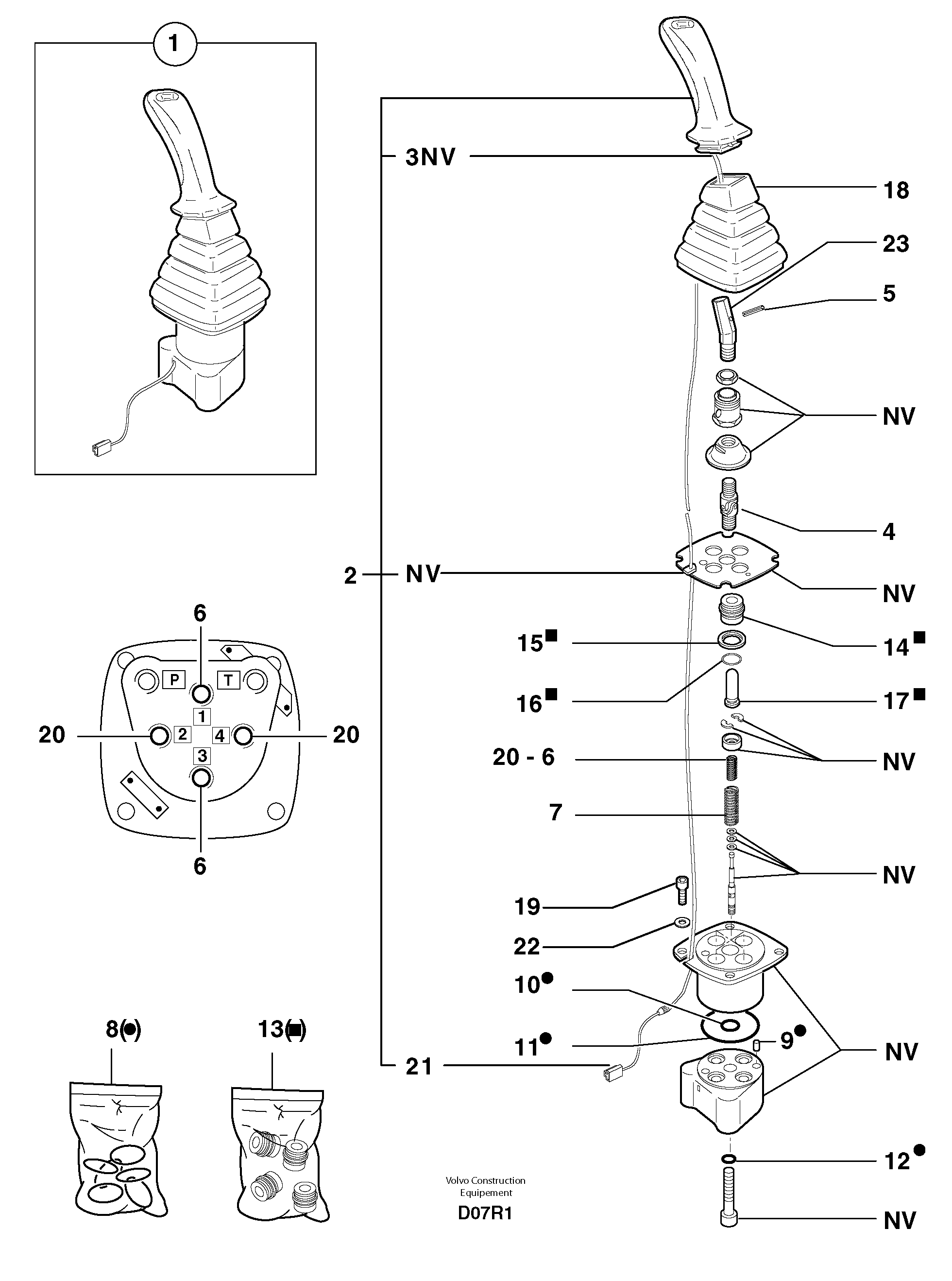 Control lever : dipper arm / slewing ( left ) — volvo parts diagram
