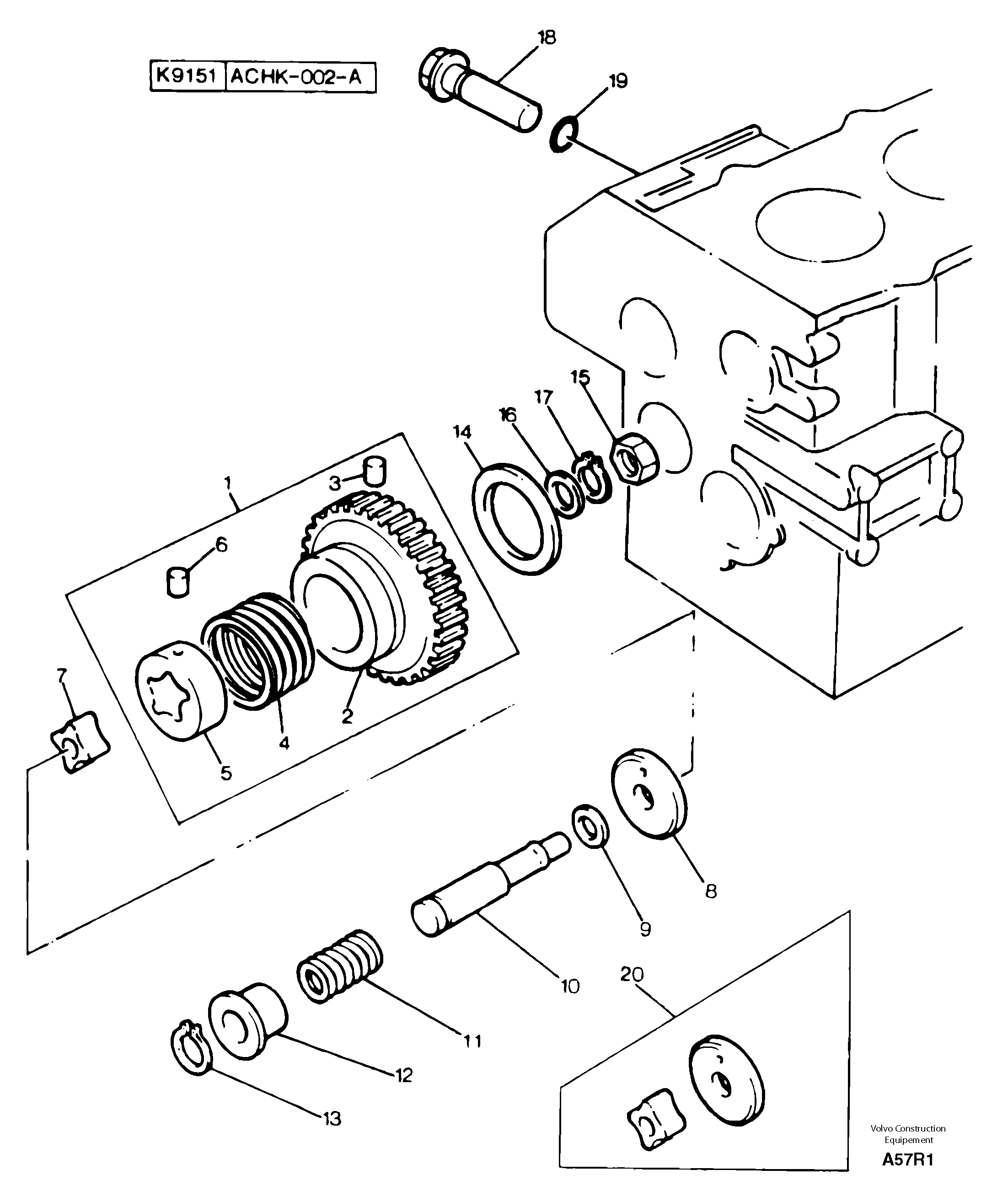Lubrication oil pump and discharge valve — volvo parts diagram