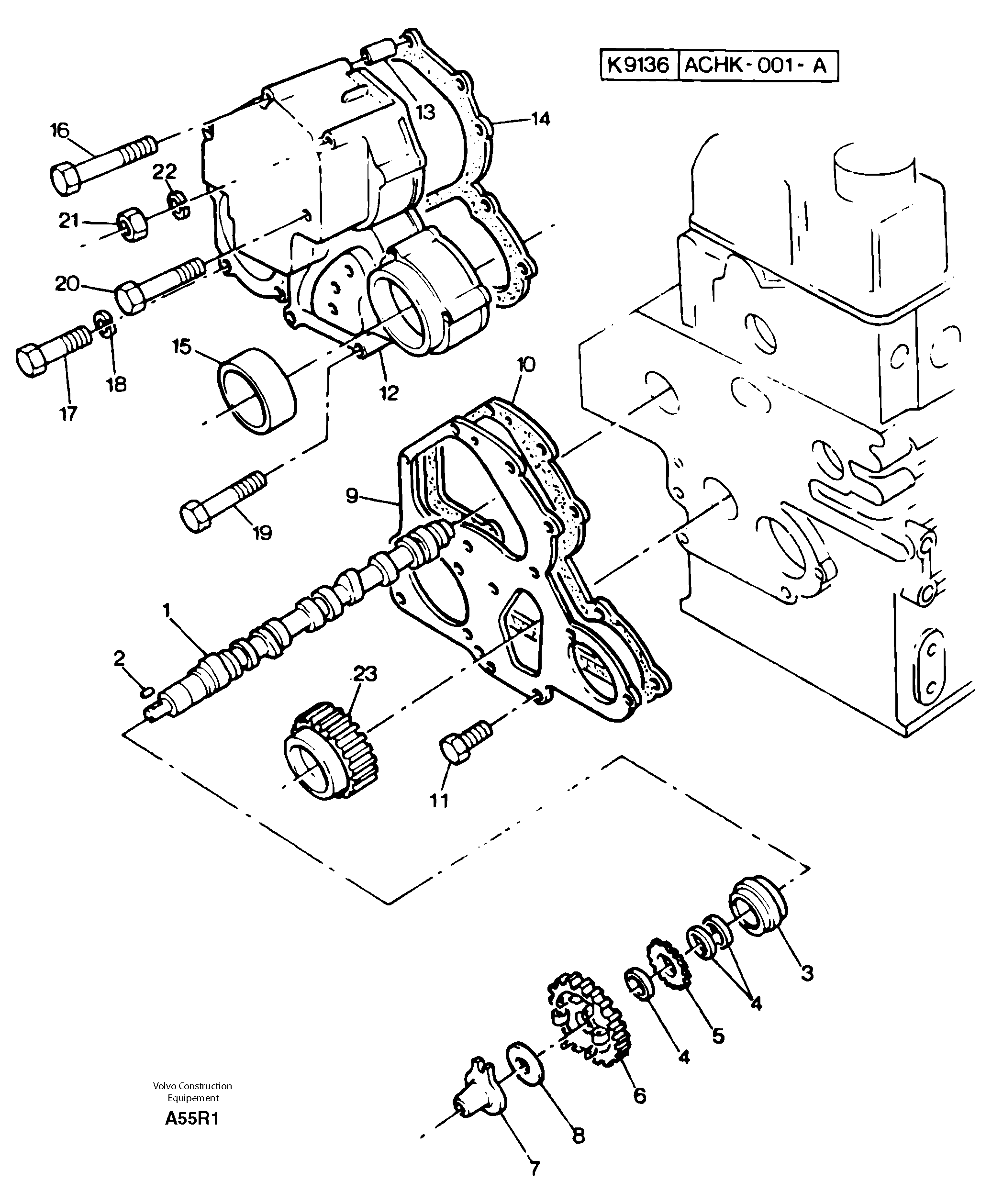 Timing gear and camshaft — volvo parts diagram