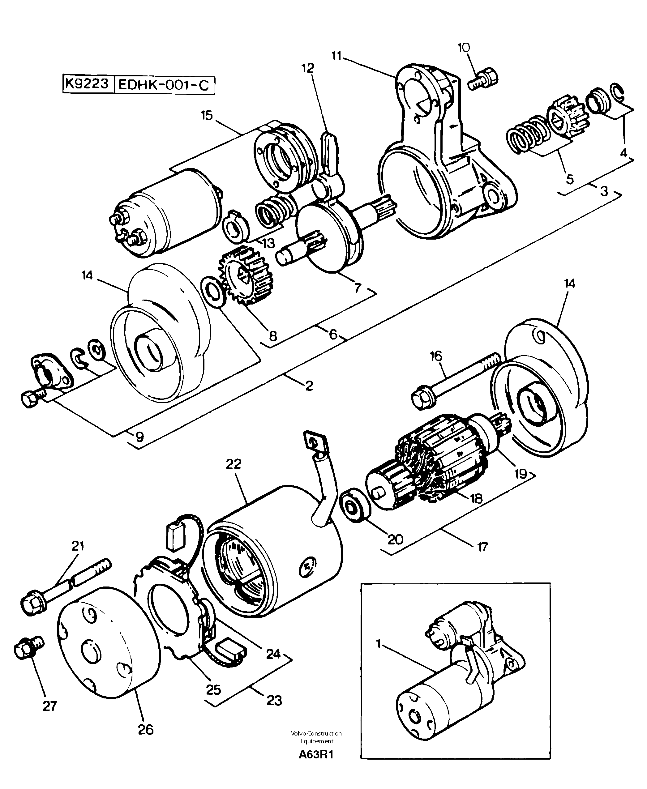 Starter motor  12 V - 2 KW — volvo parts diagram