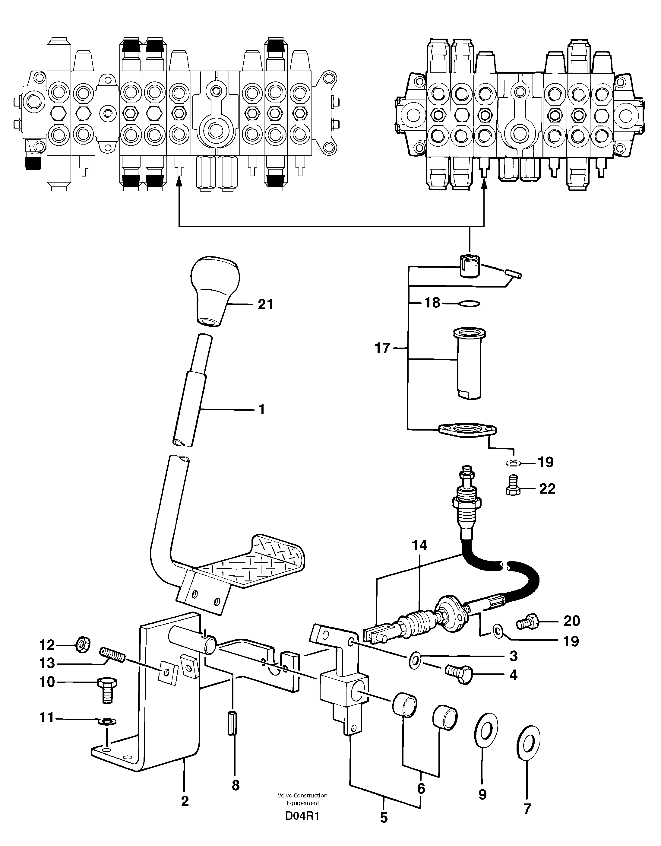 Control lever : travelling ( left ) — volvo parts diagram