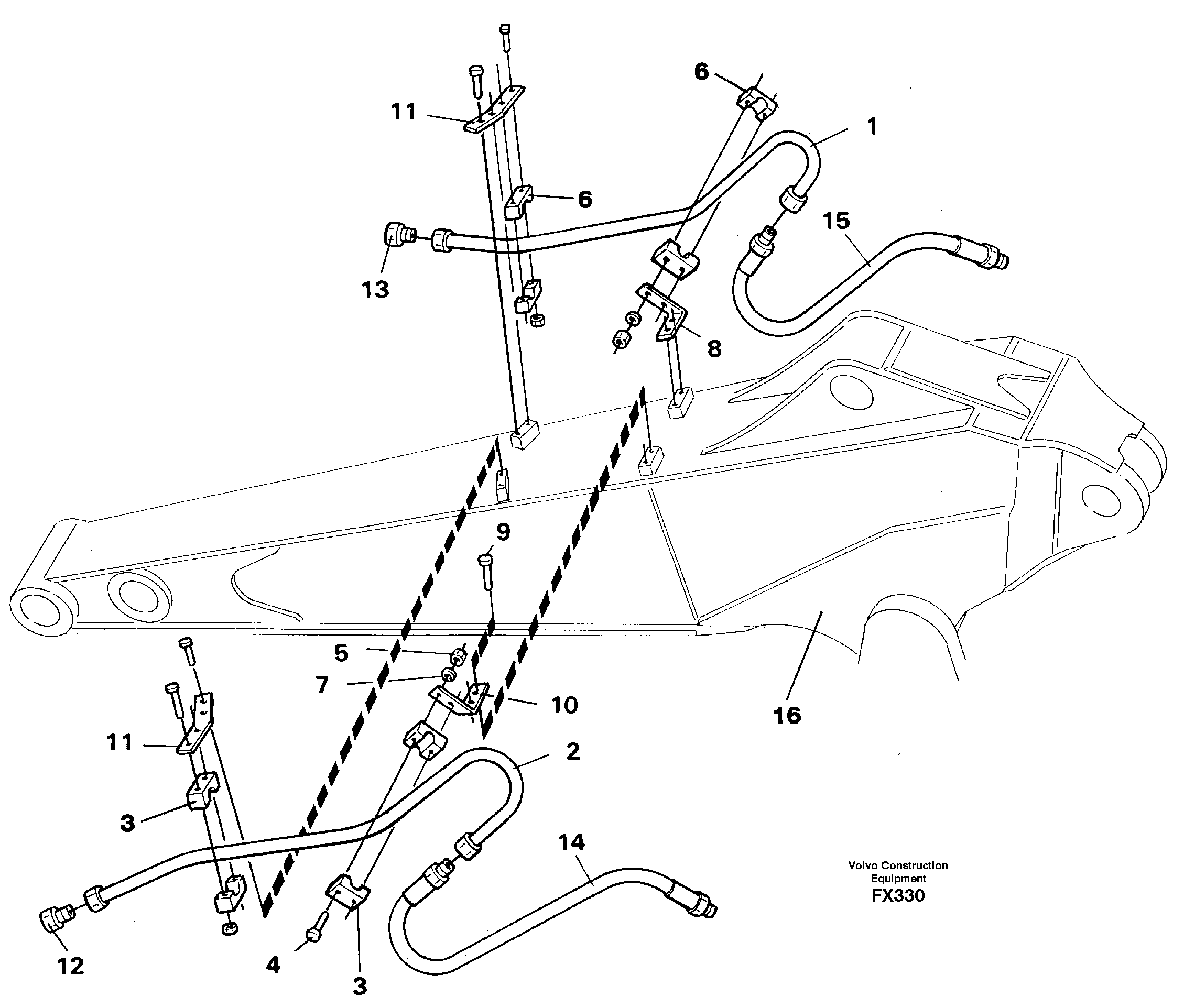 Hydraulic hammer equipm. digger arm 2.0m and 2.4m  14262399 14253358 — volvo parts diagram