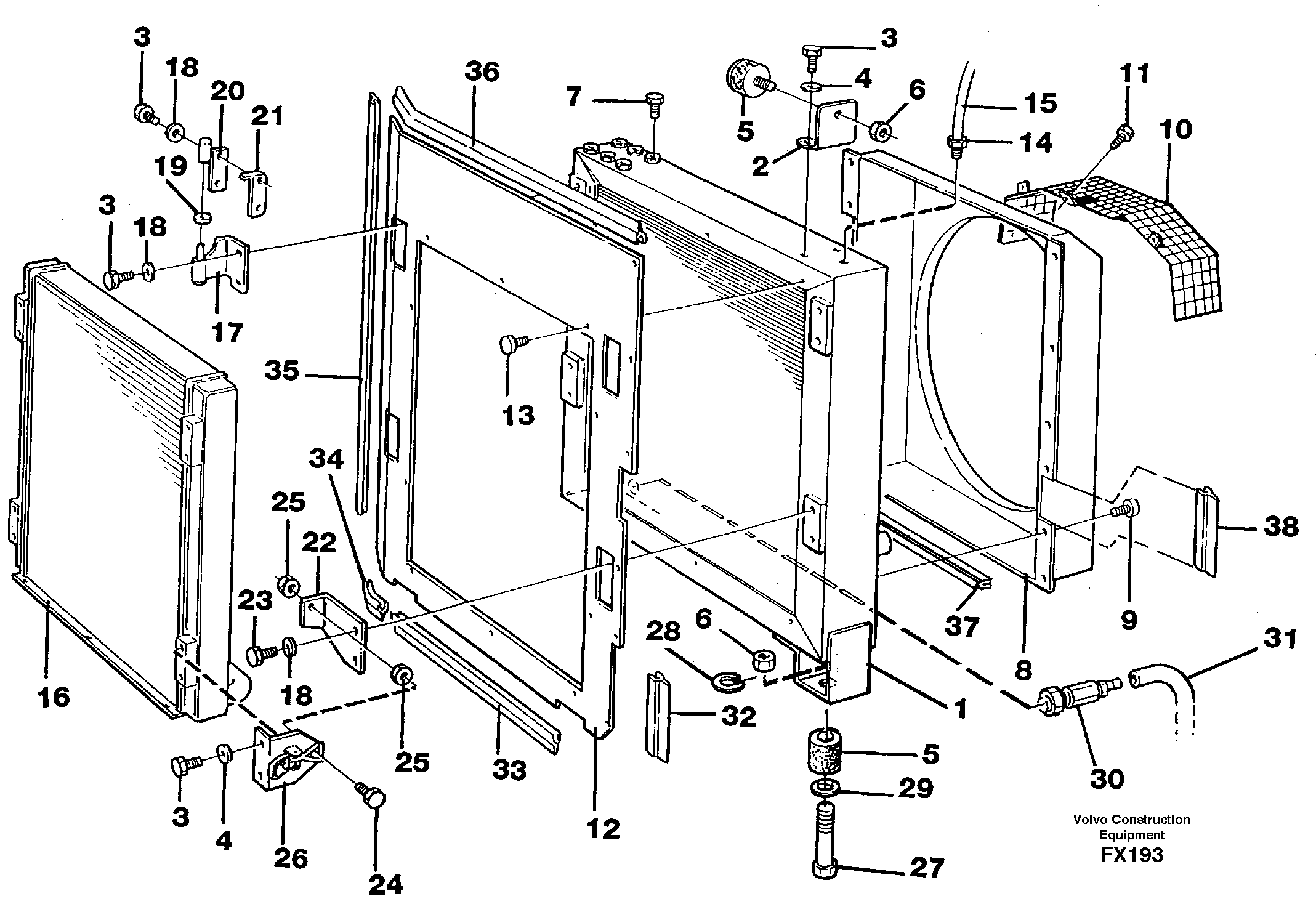 Hydraulic oil cooler — volvo parts diagram