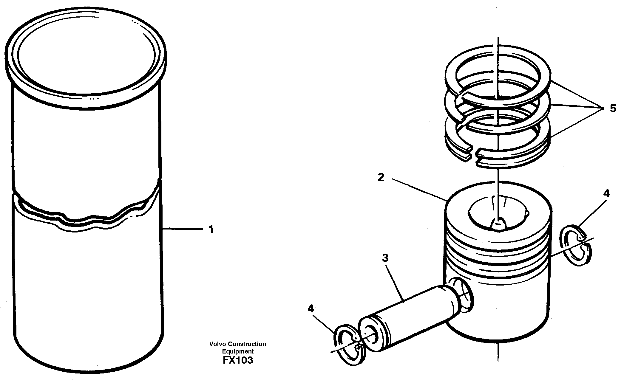 Cylinder liner and piston — volvo parts diagram