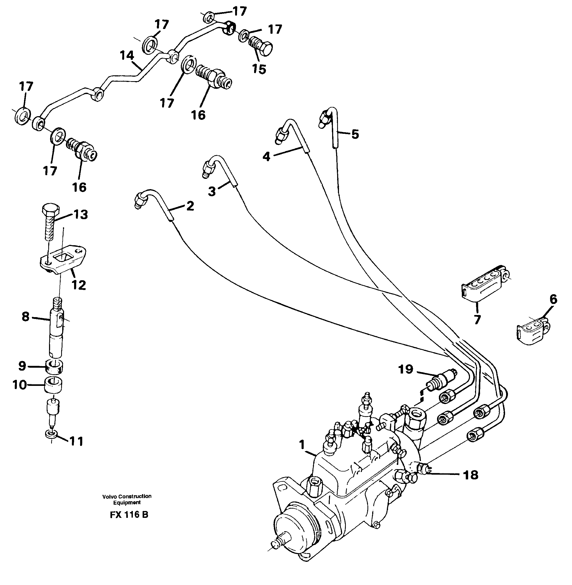 Fuel lines, injectors — volvo parts diagram