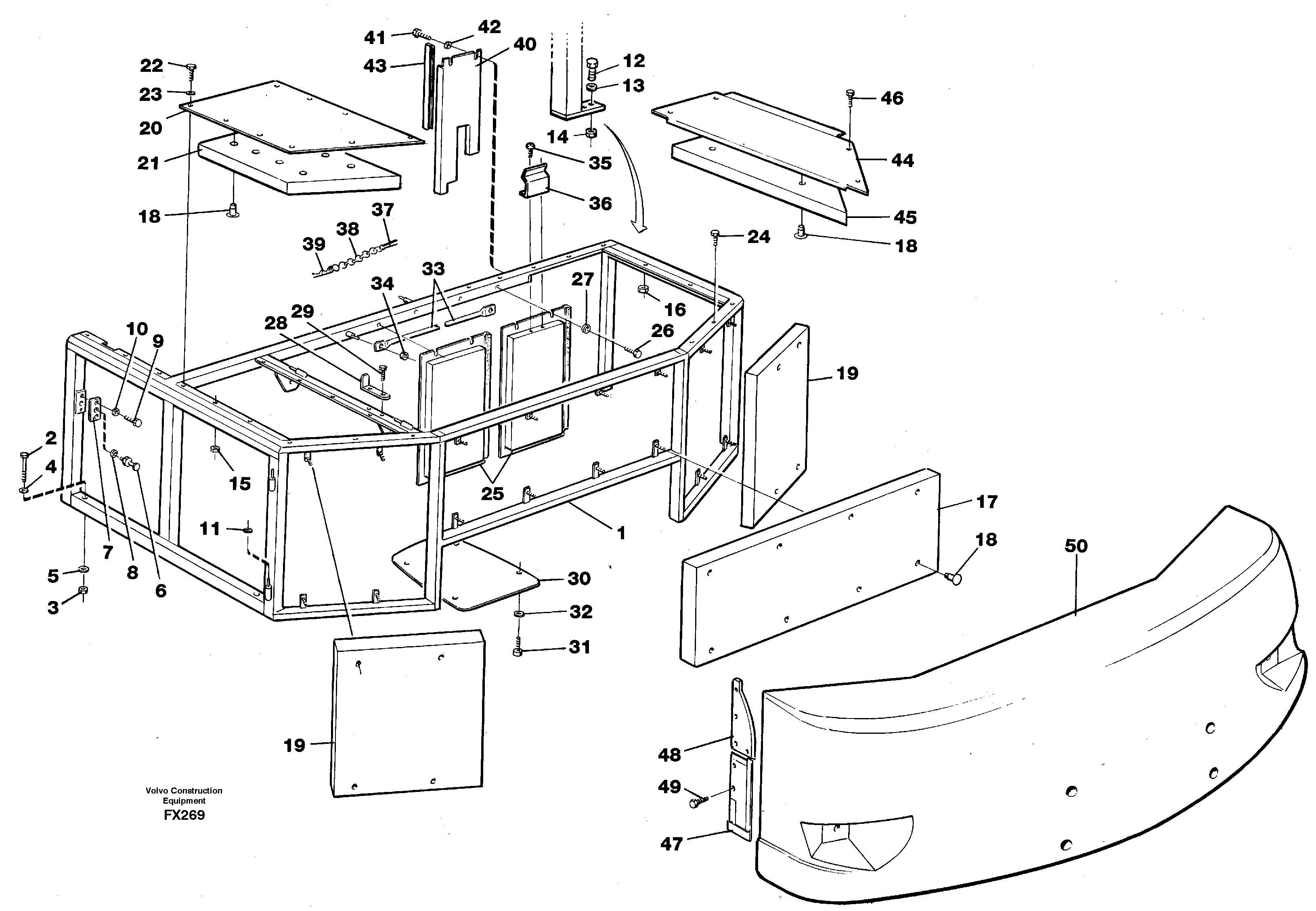 Support, cover plates, rear — volvo parts diagram