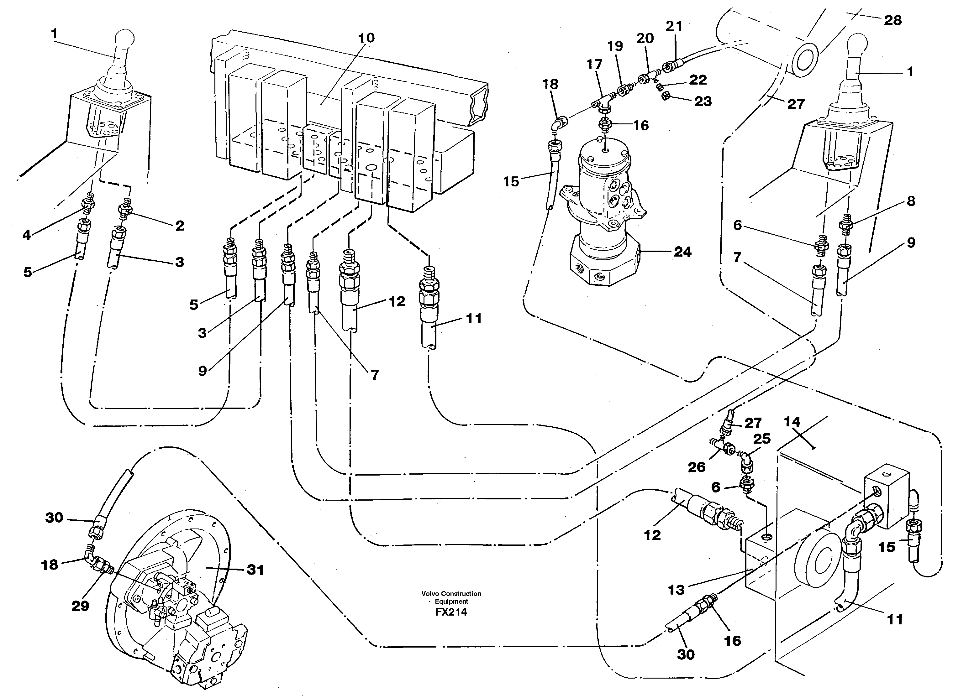 Servo hydrulics return line tank — volvo parts diagram