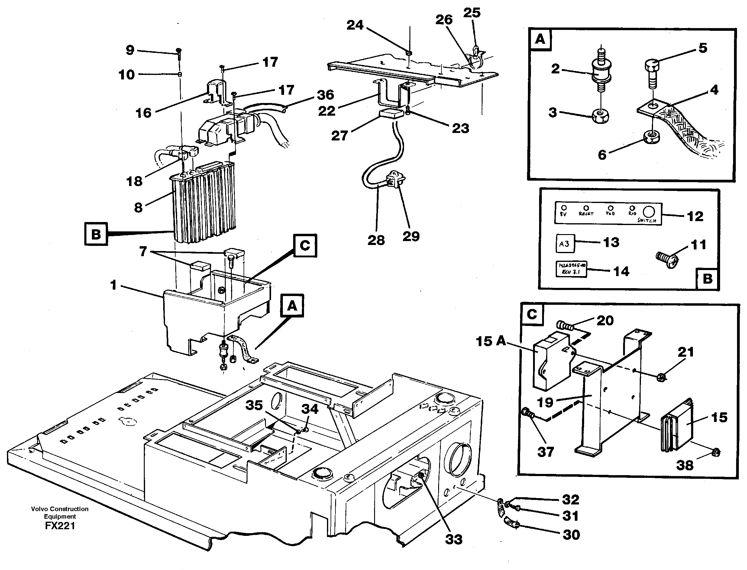 Electric installation in cab floor — volvo parts diagram
