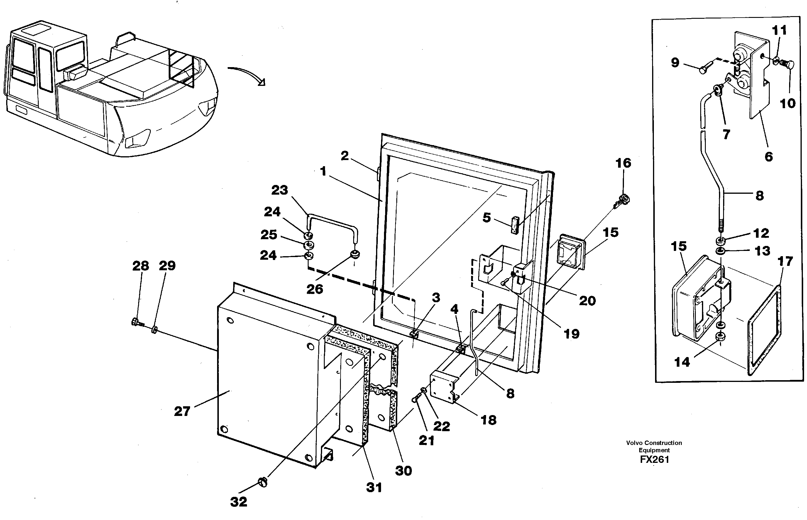 Door, servo pumps, right — volvo parts diagram