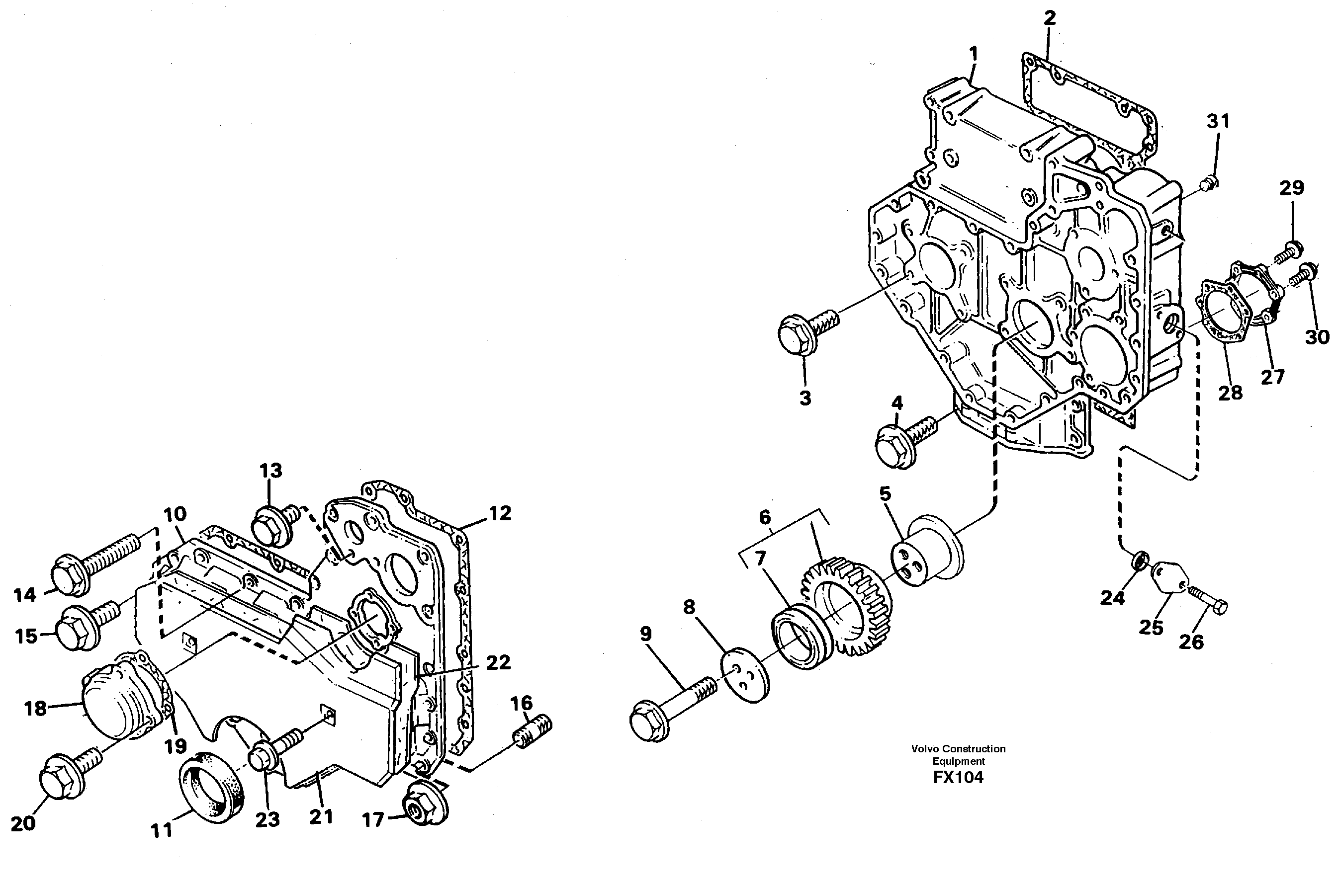 Timing gear casing — volvo parts diagram