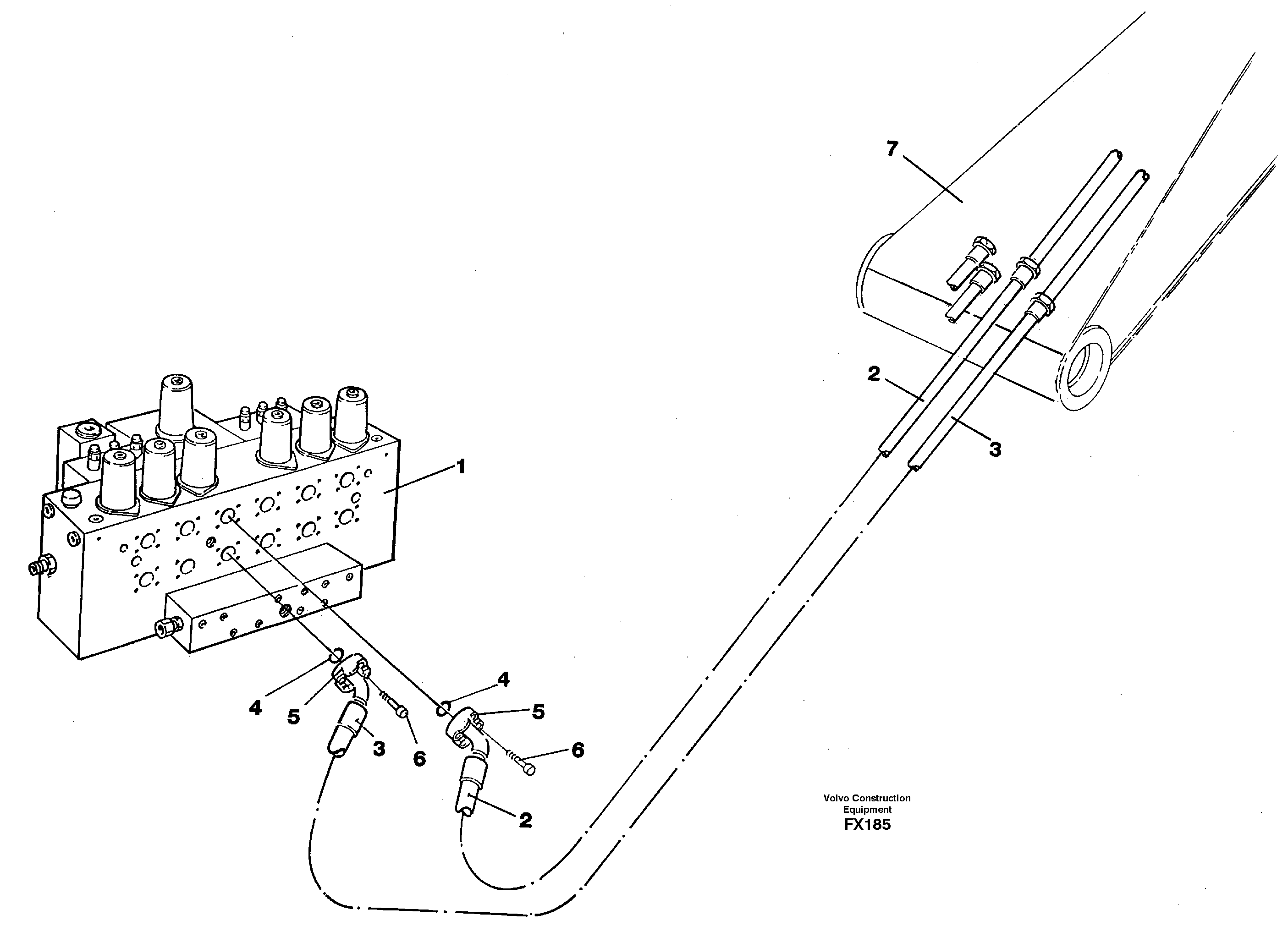Hydraulic system, dipperarm — volvo parts diagram