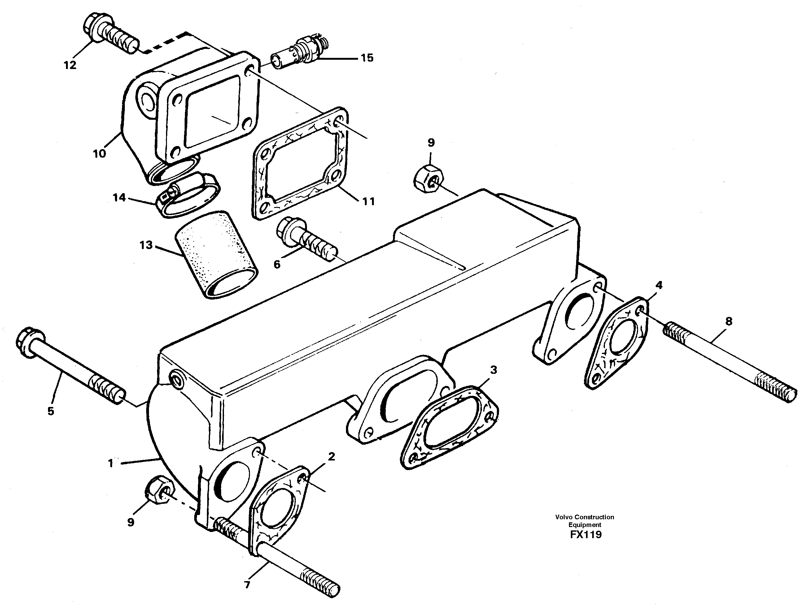 Induction manifold with fitting parts — volvo parts diagram