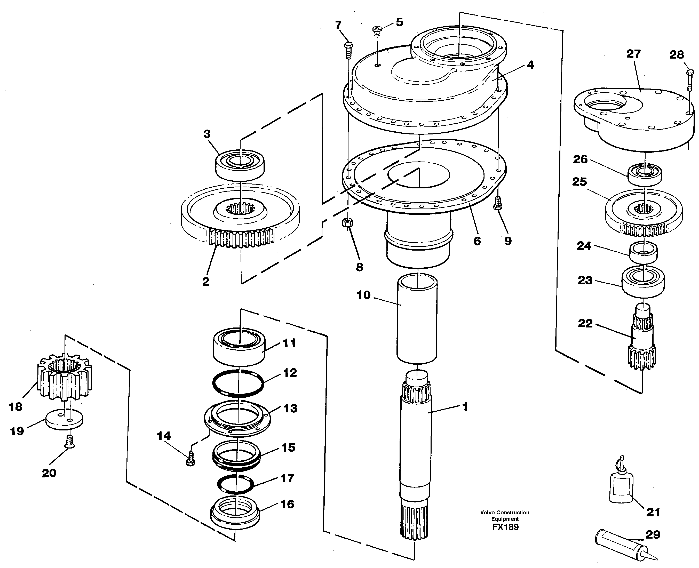 Swing gearbox — volvo parts diagram