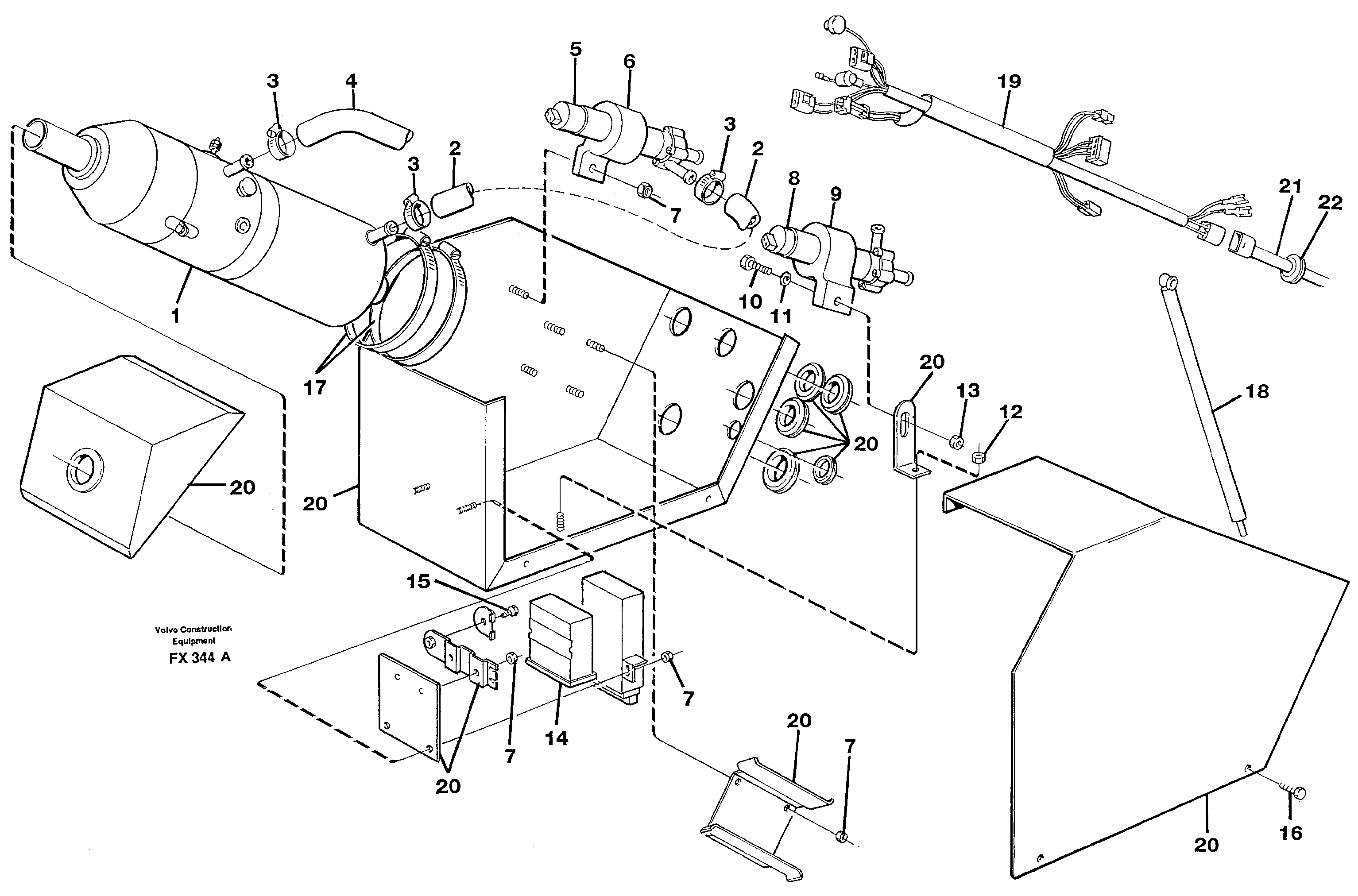 Diesel heater, with fitting parts  14267735 — volvo parts diagram