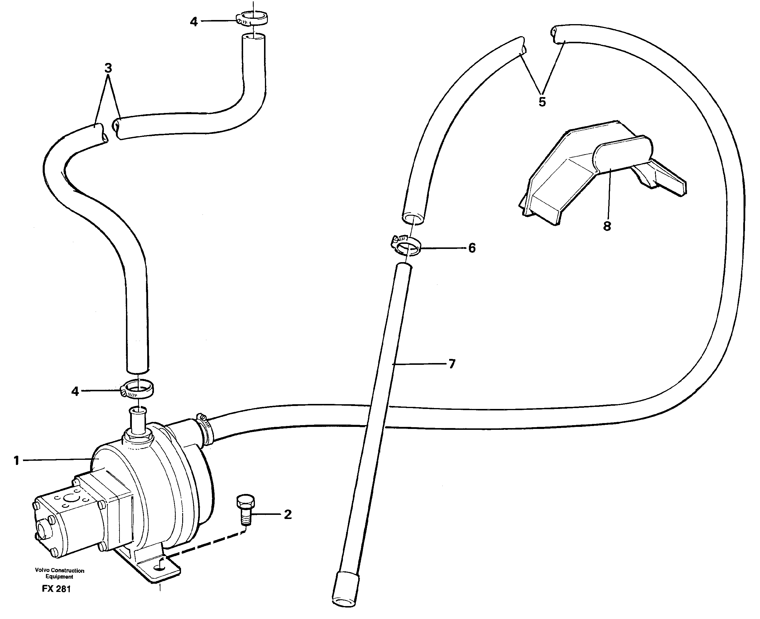Fuelfilling pump with hoses — volvo parts diagram