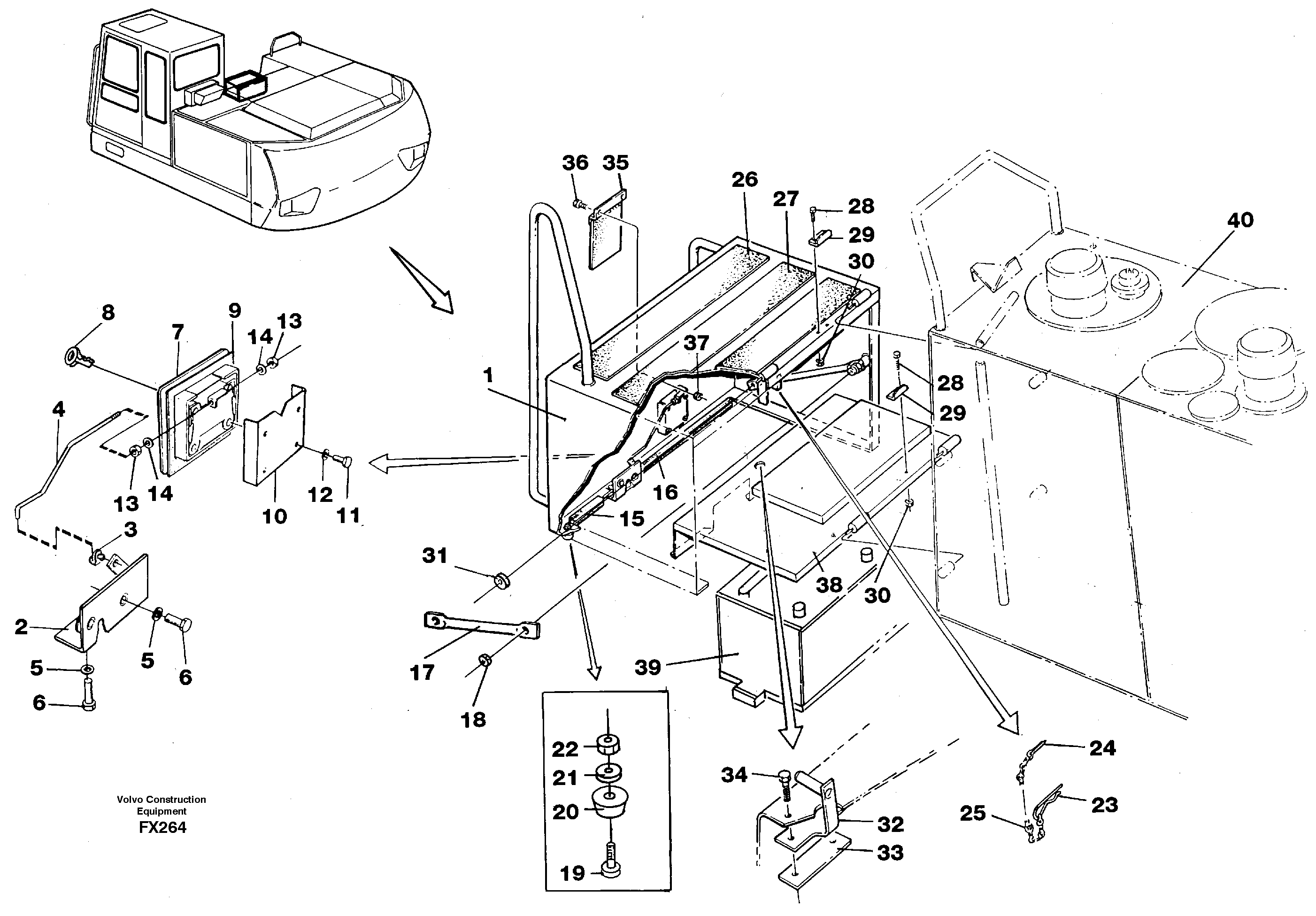 Casing over battery — volvo parts diagram