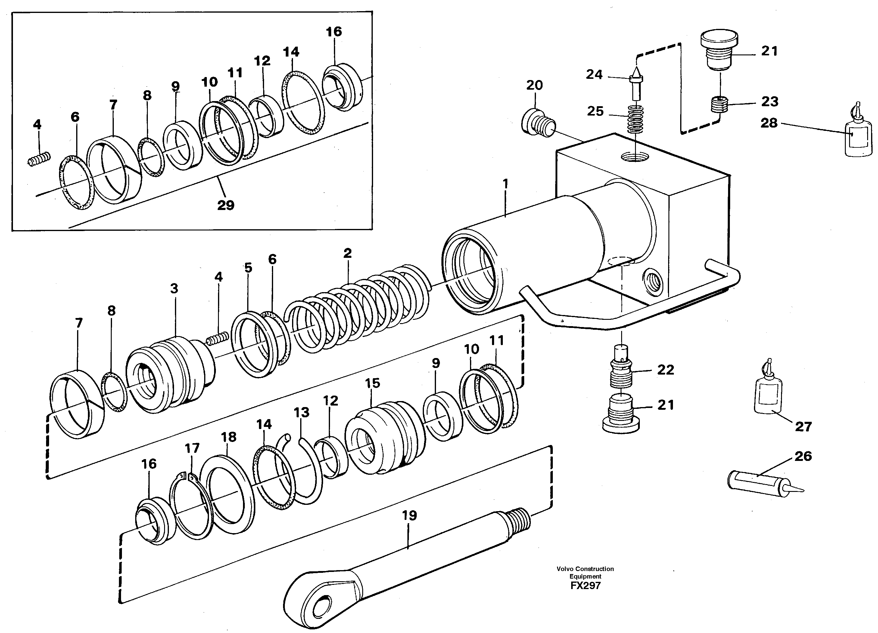 Hydraulic cylinder, quick attachment  14264493 — volvo parts diagram