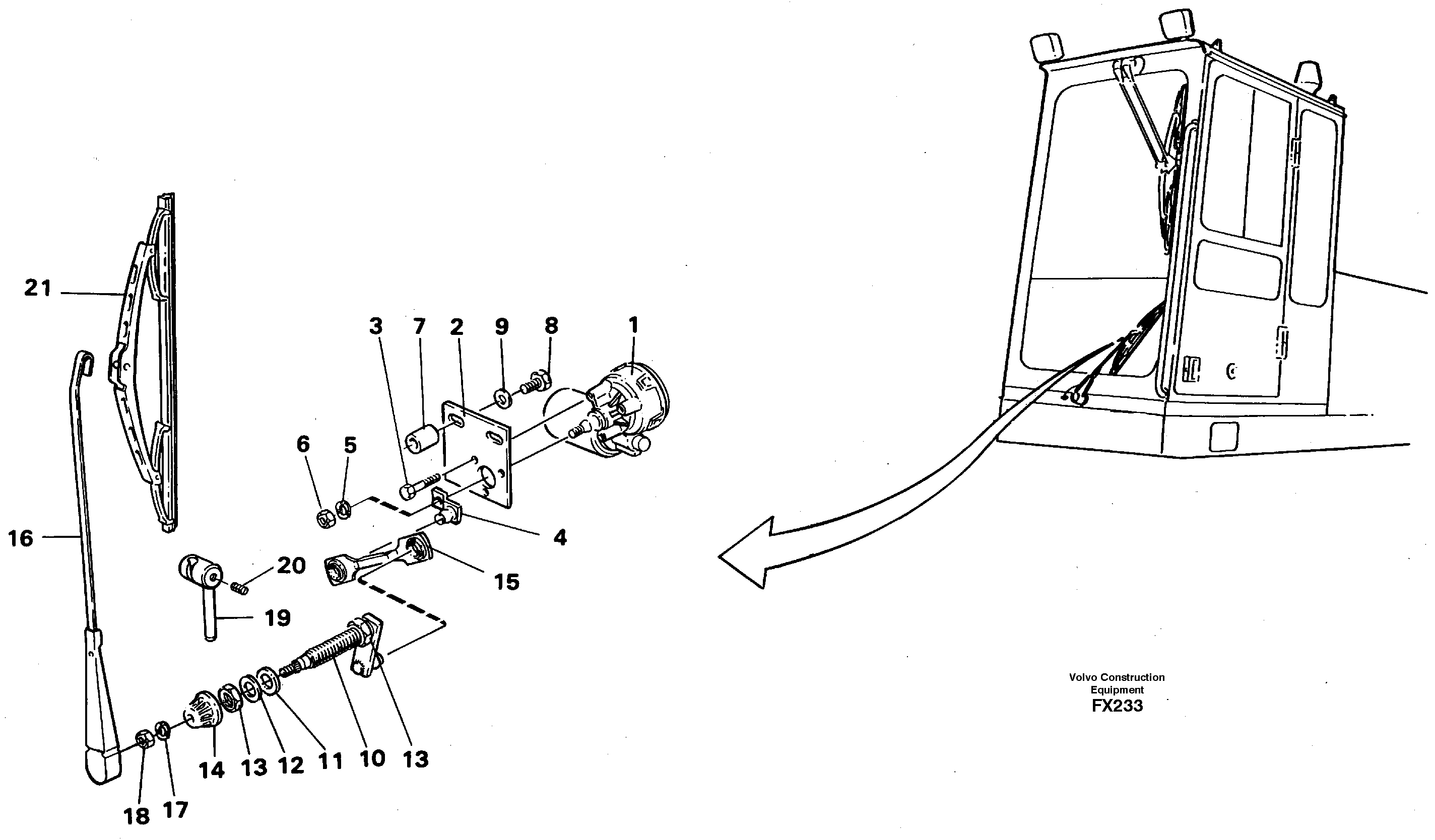 Windscreen wiper, lower — volvo parts diagram