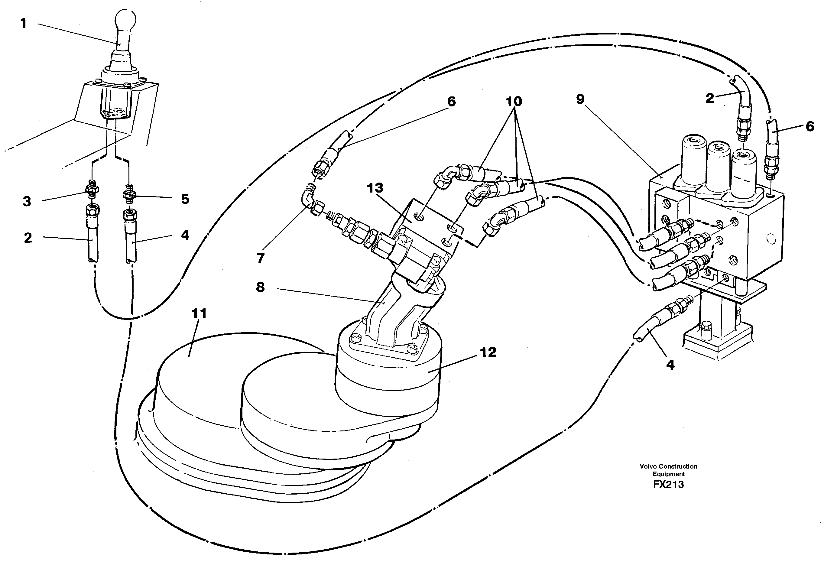 Servo hydraulics, Slewing — volvo parts diagram