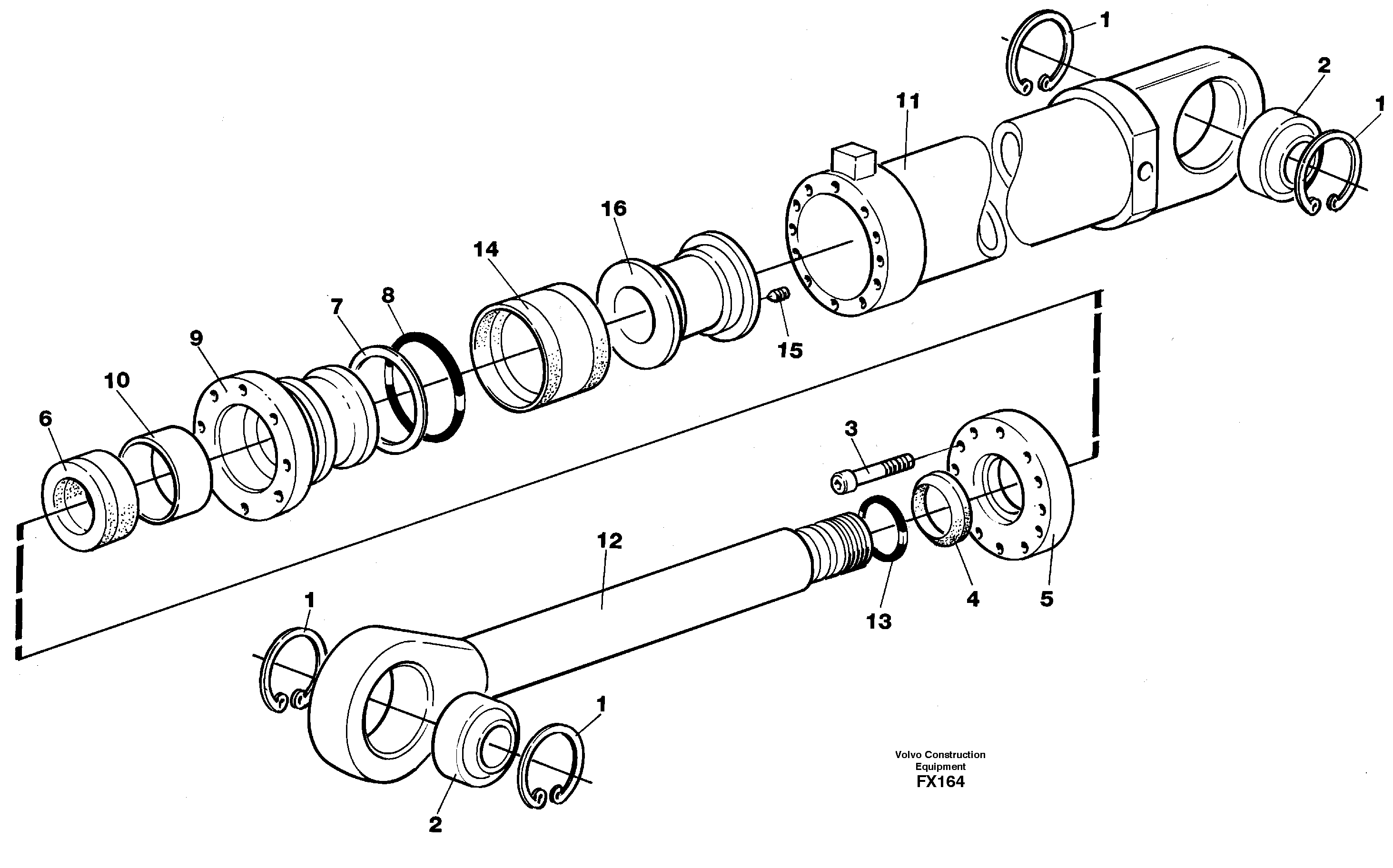 Hydraulic cylinder, dozer blade  14267985 — volvo parts diagram