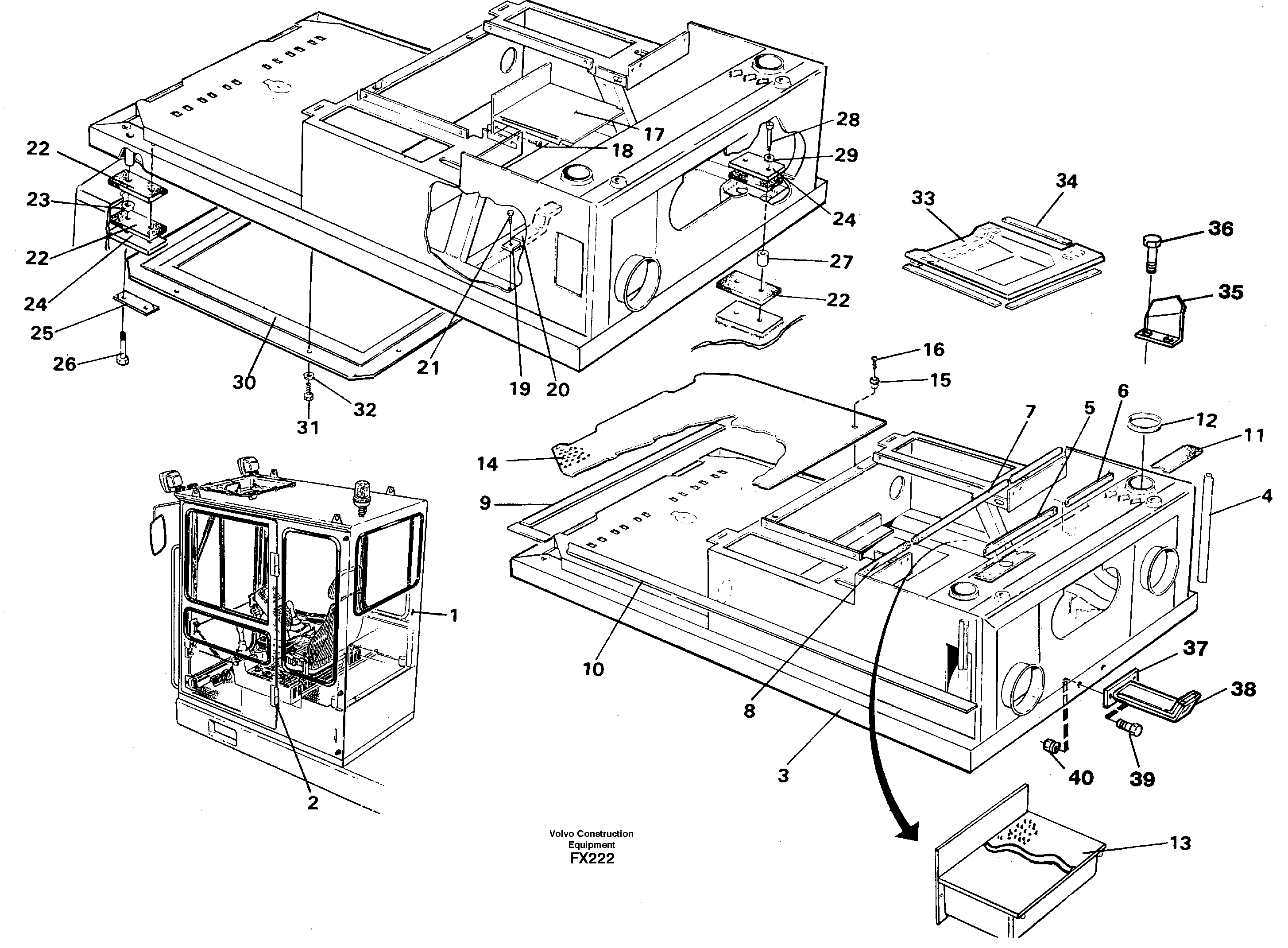 Drivers cab and cabin floor — volvo parts diagram
