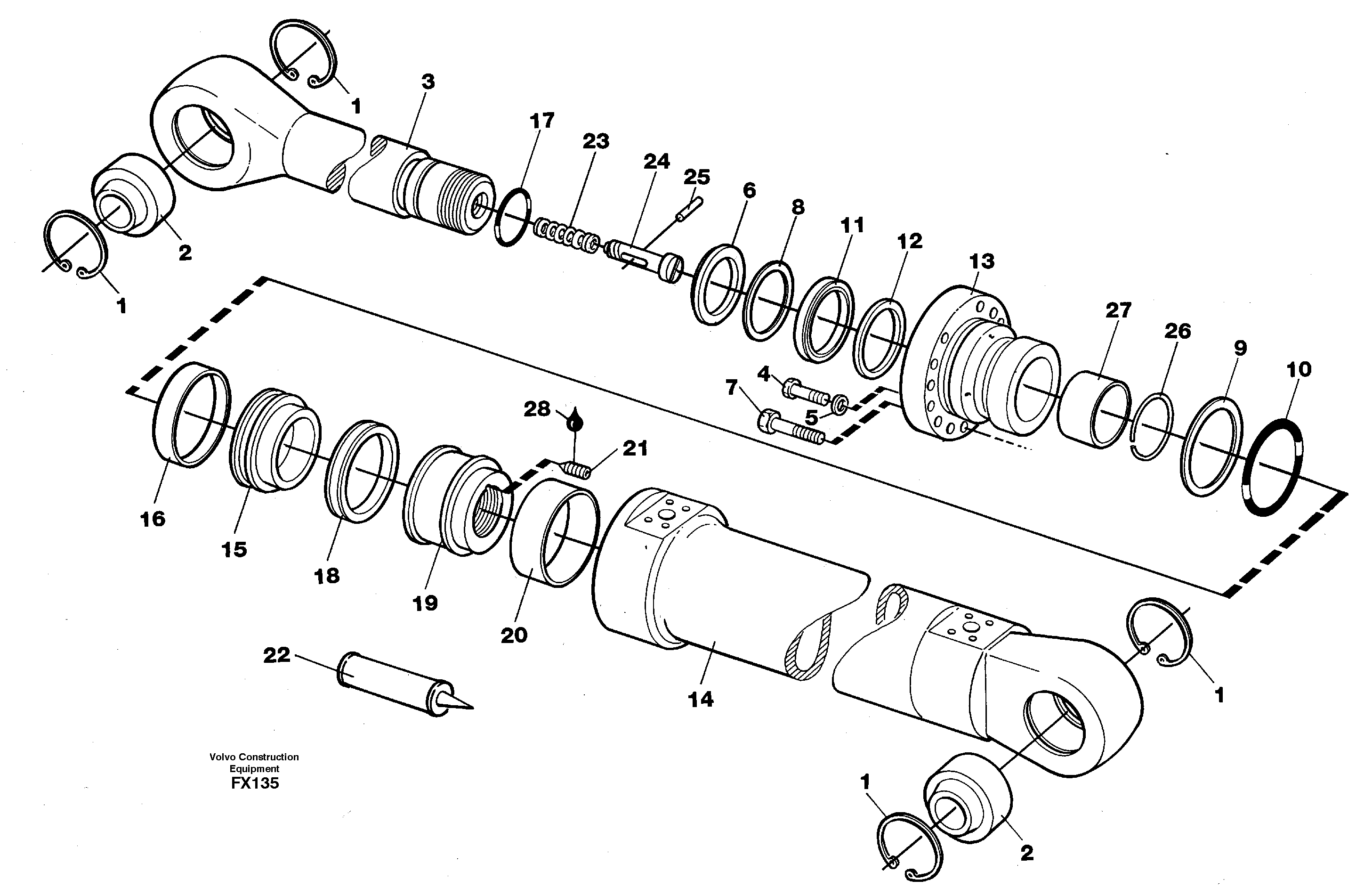 Dipper arm cylinder  14267962 14268047 — volvo parts diagram