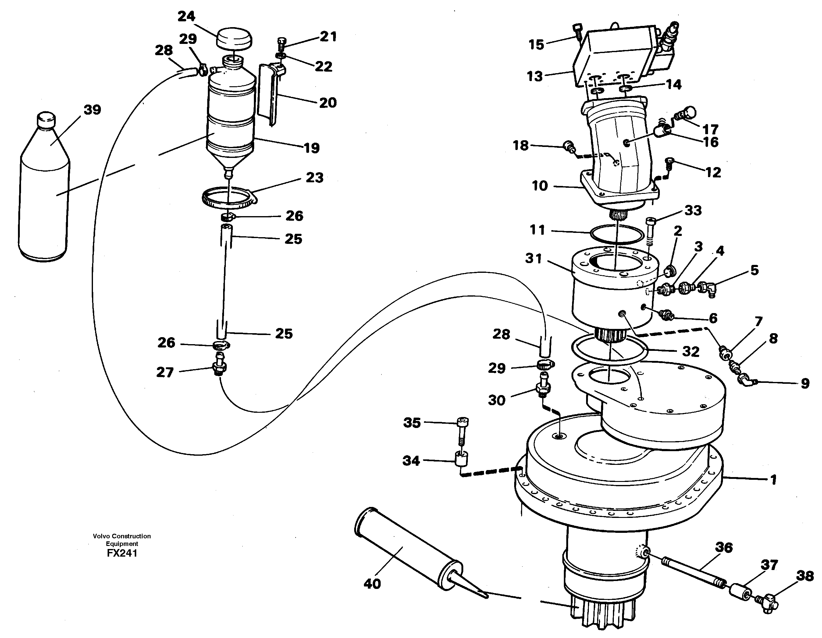 Slewing gear box with fitting parts — volvo parts diagram
