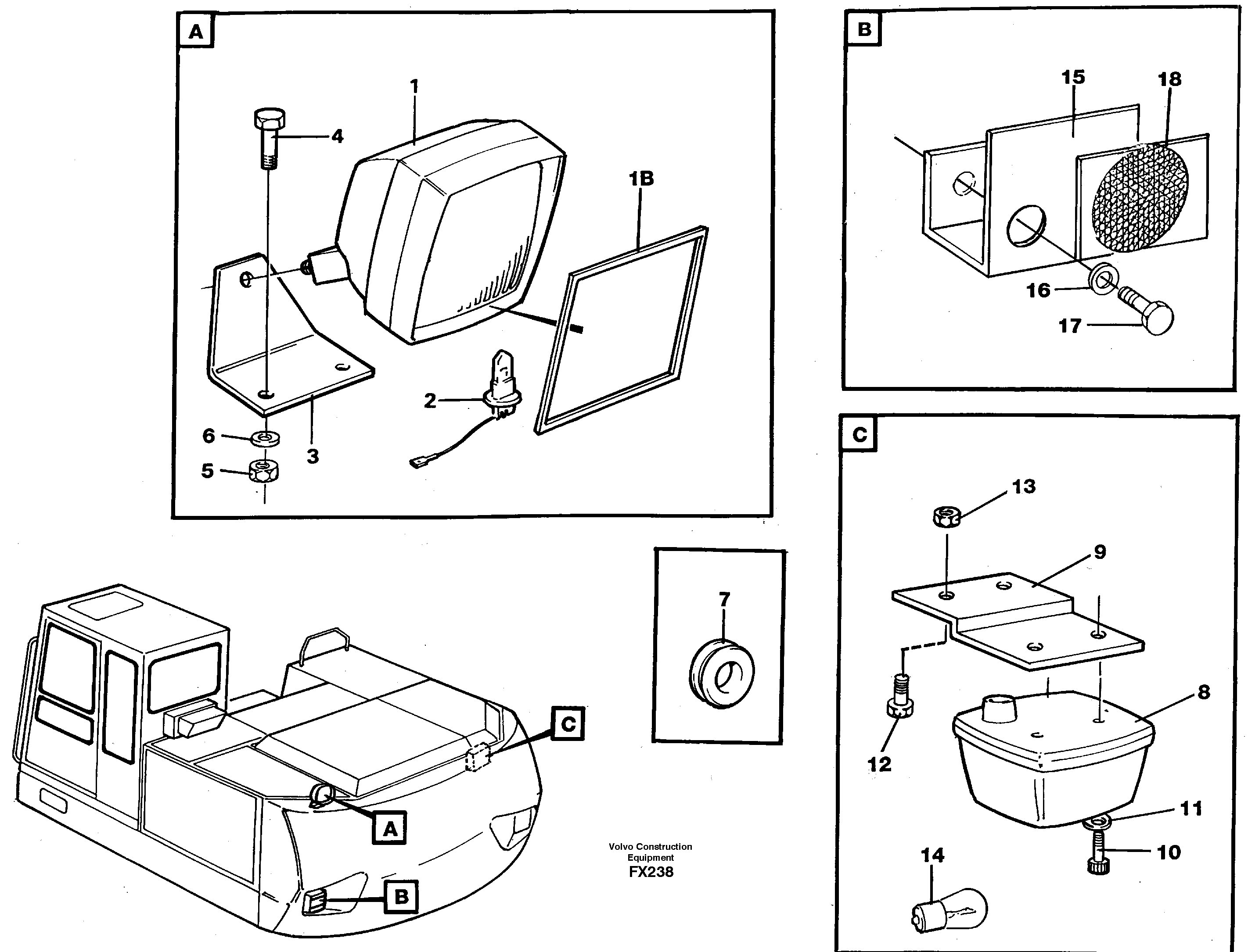 Lighting, rear — volvo parts diagram