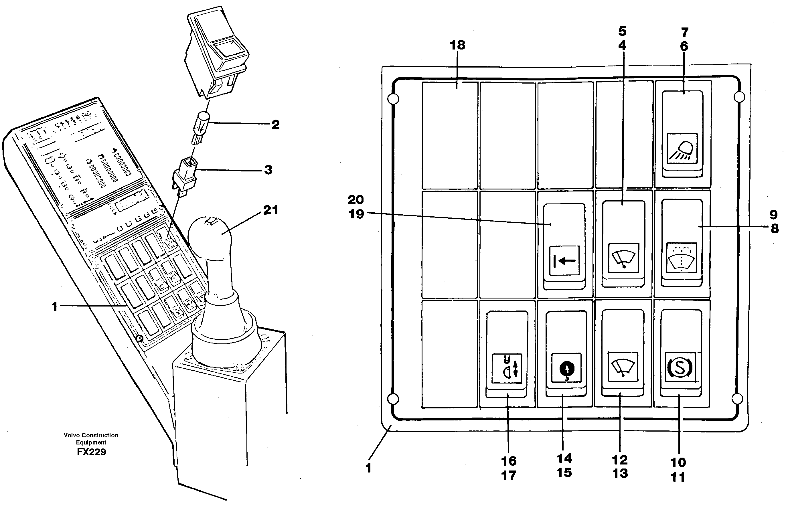 Rocker switch panel — volvo parts diagram