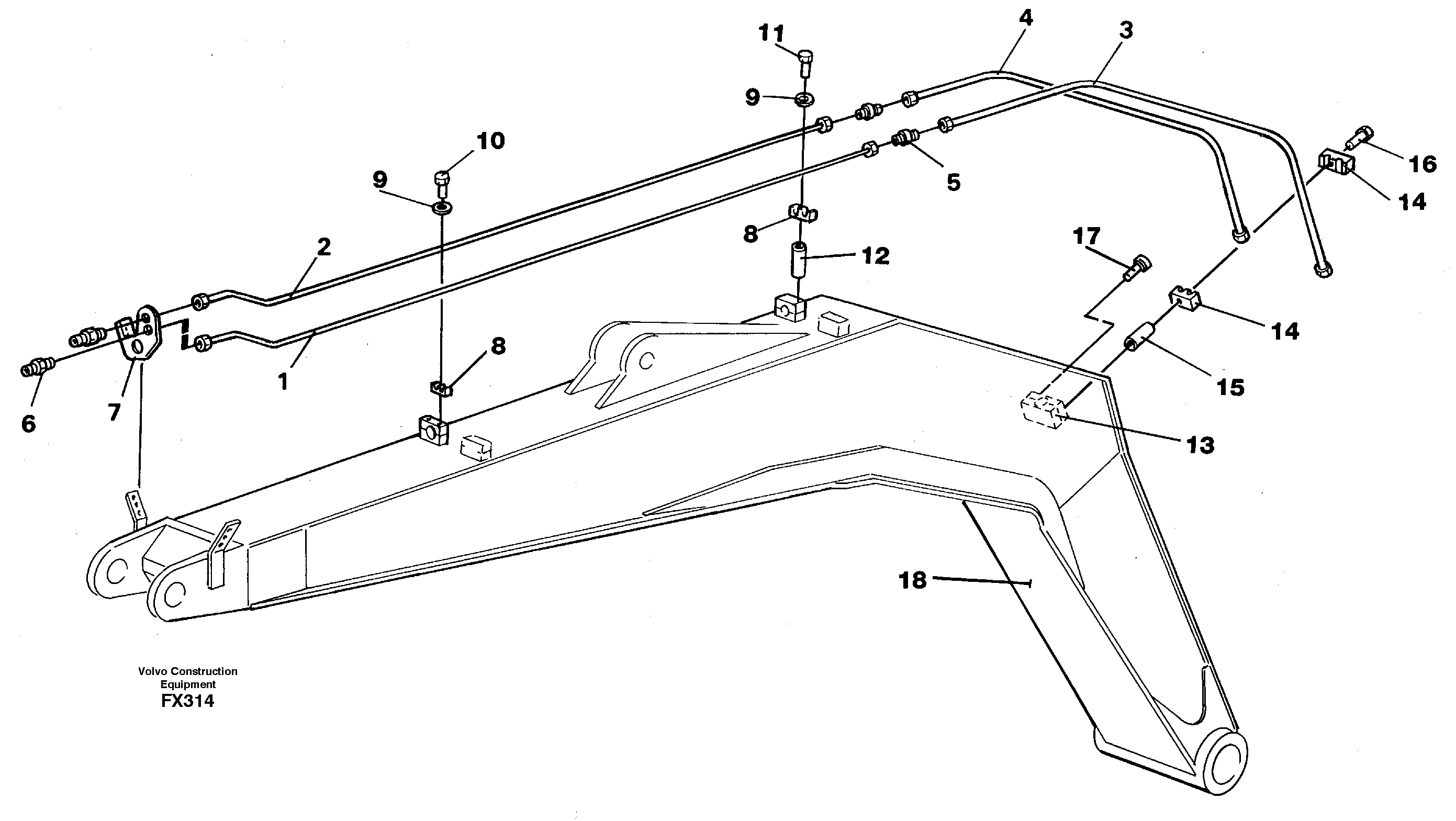 Grab bucket. boom 4.4m  14259581 — volvo parts diagram
