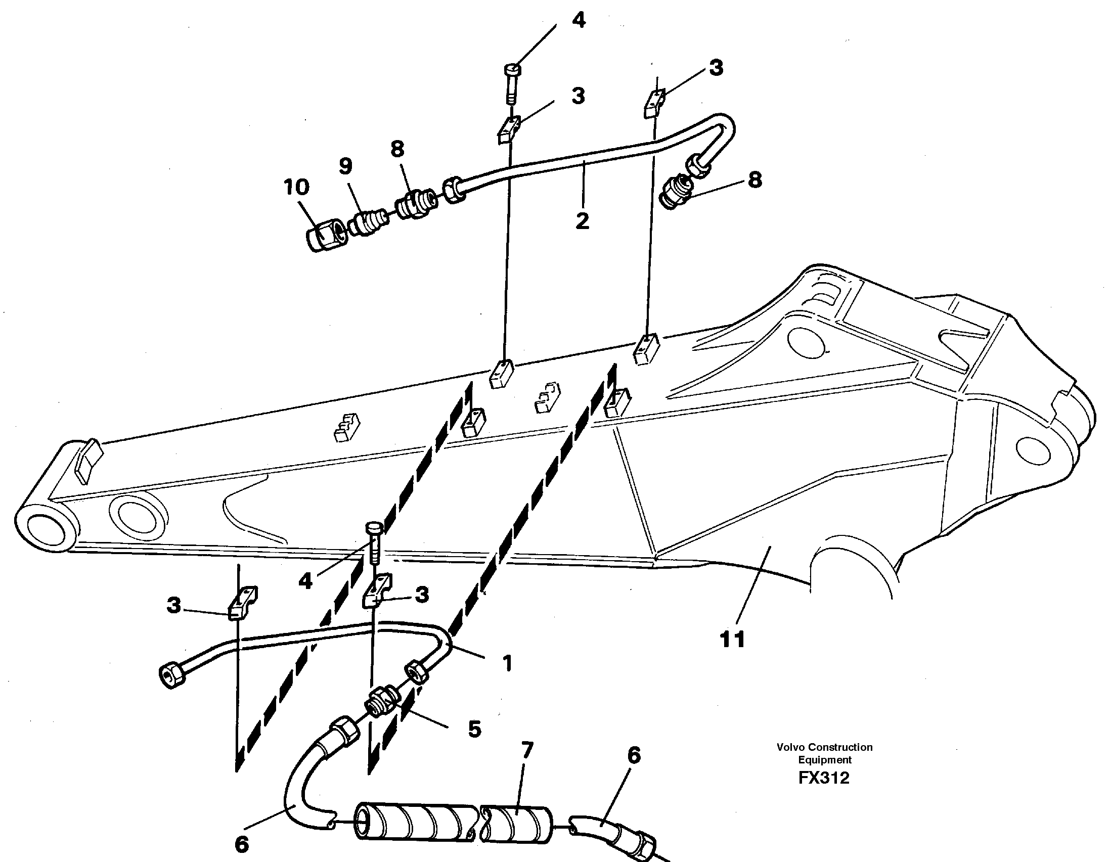 Slope bucket equipm. dipper arm  14253438 14262400 — volvo parts diagram