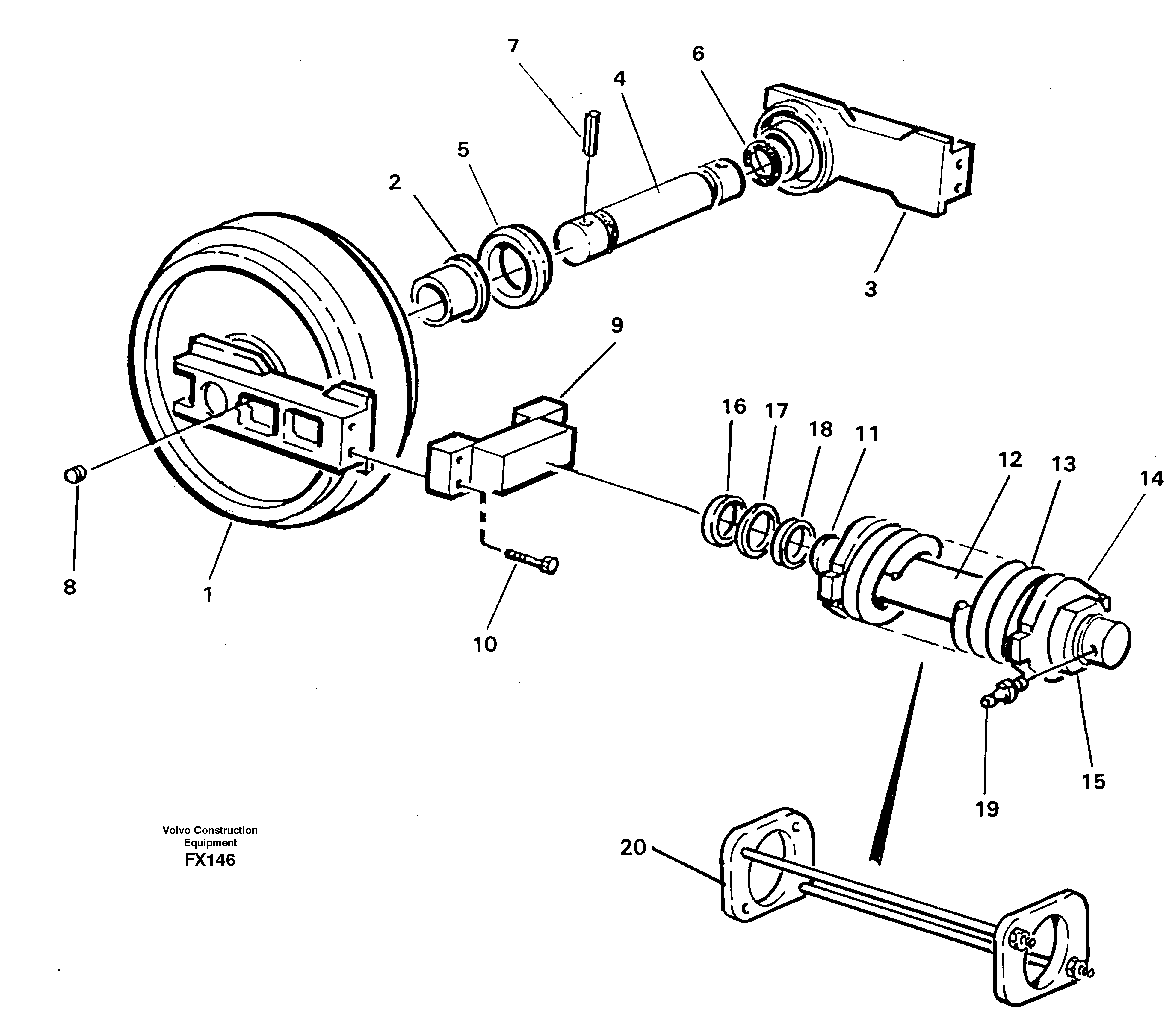 Front idler, tensioning ring  14268051 — volvo parts diagram