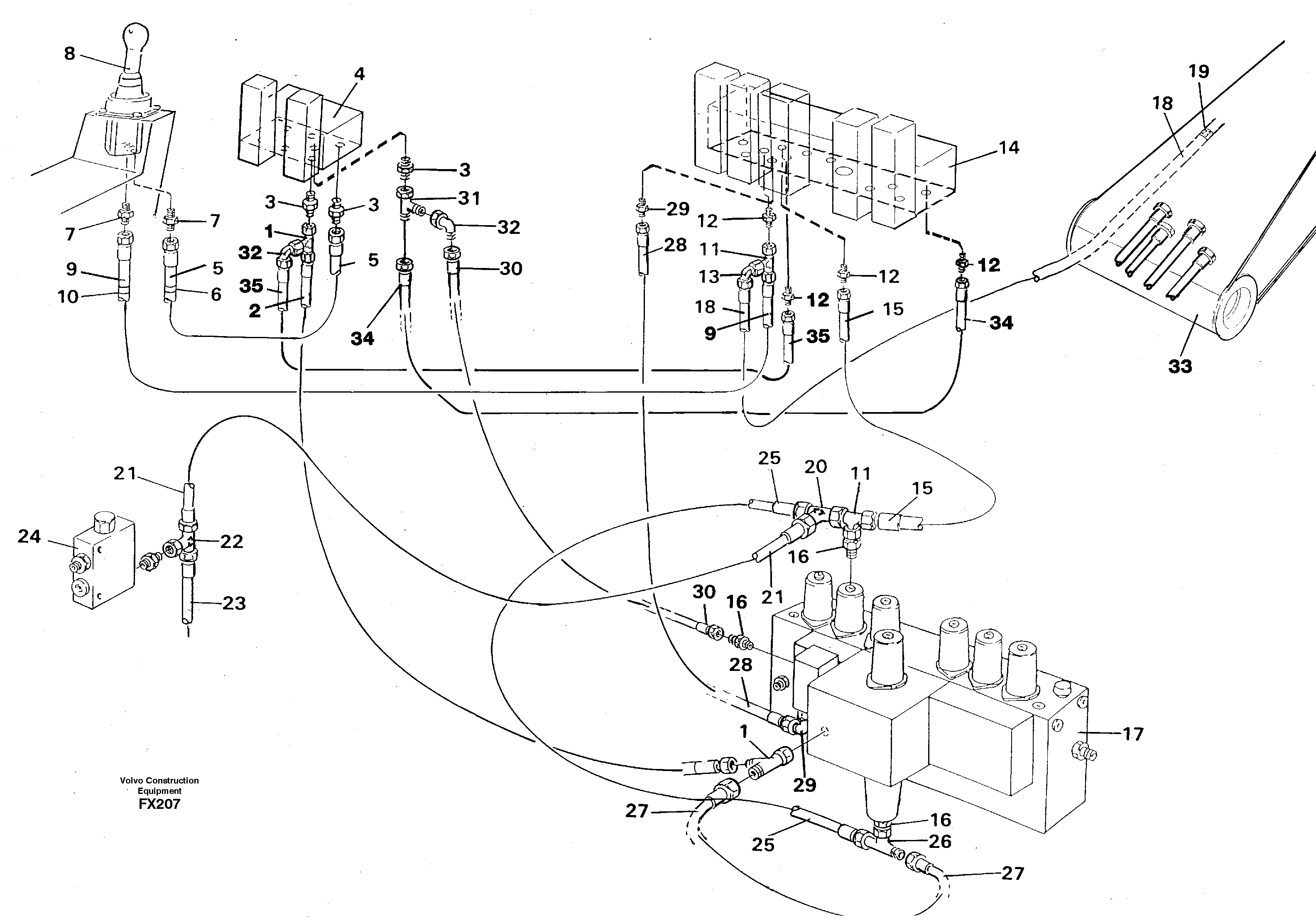 Servo hydraulics, boom — volvo parts diagram