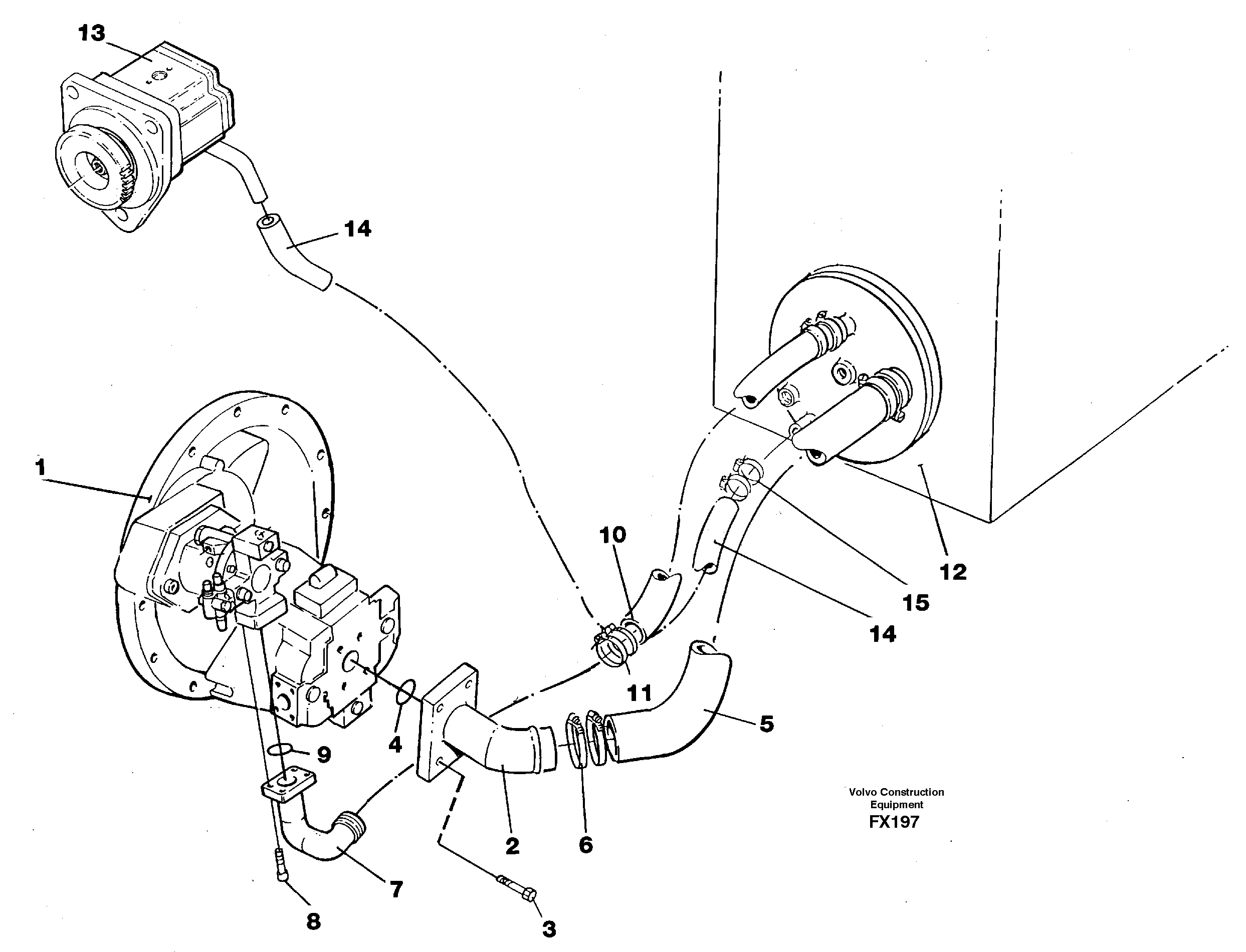 Hydraulic system suction lines — volvo parts diagram