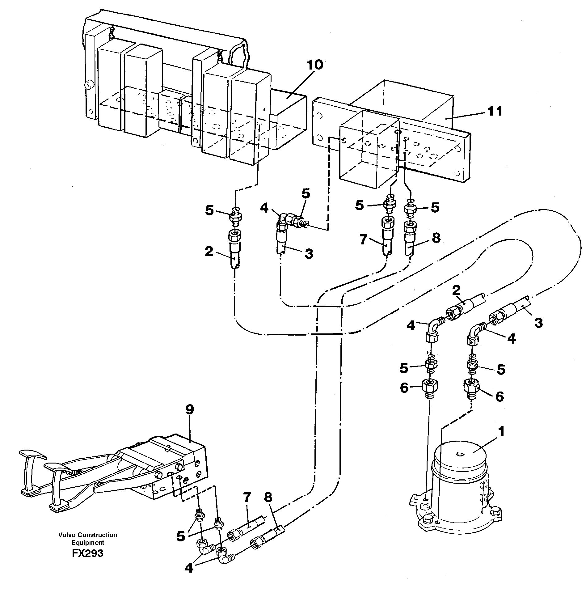 Servo hyraulics, travel brake, high speed travel — volvo parts diagram