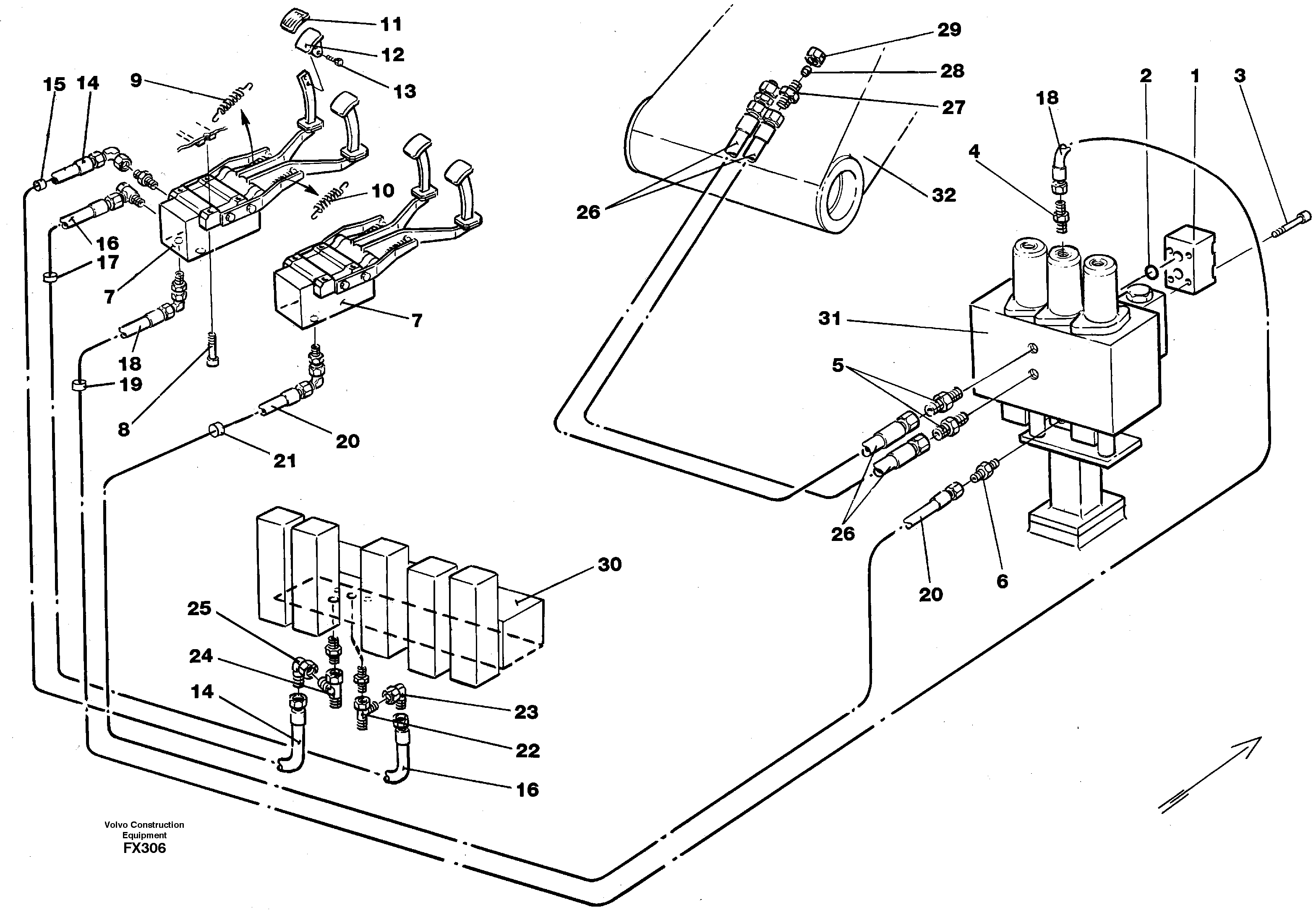 Slope bucket/rotating grab hydraulics in base machine  14267968 — volvo parts diagram