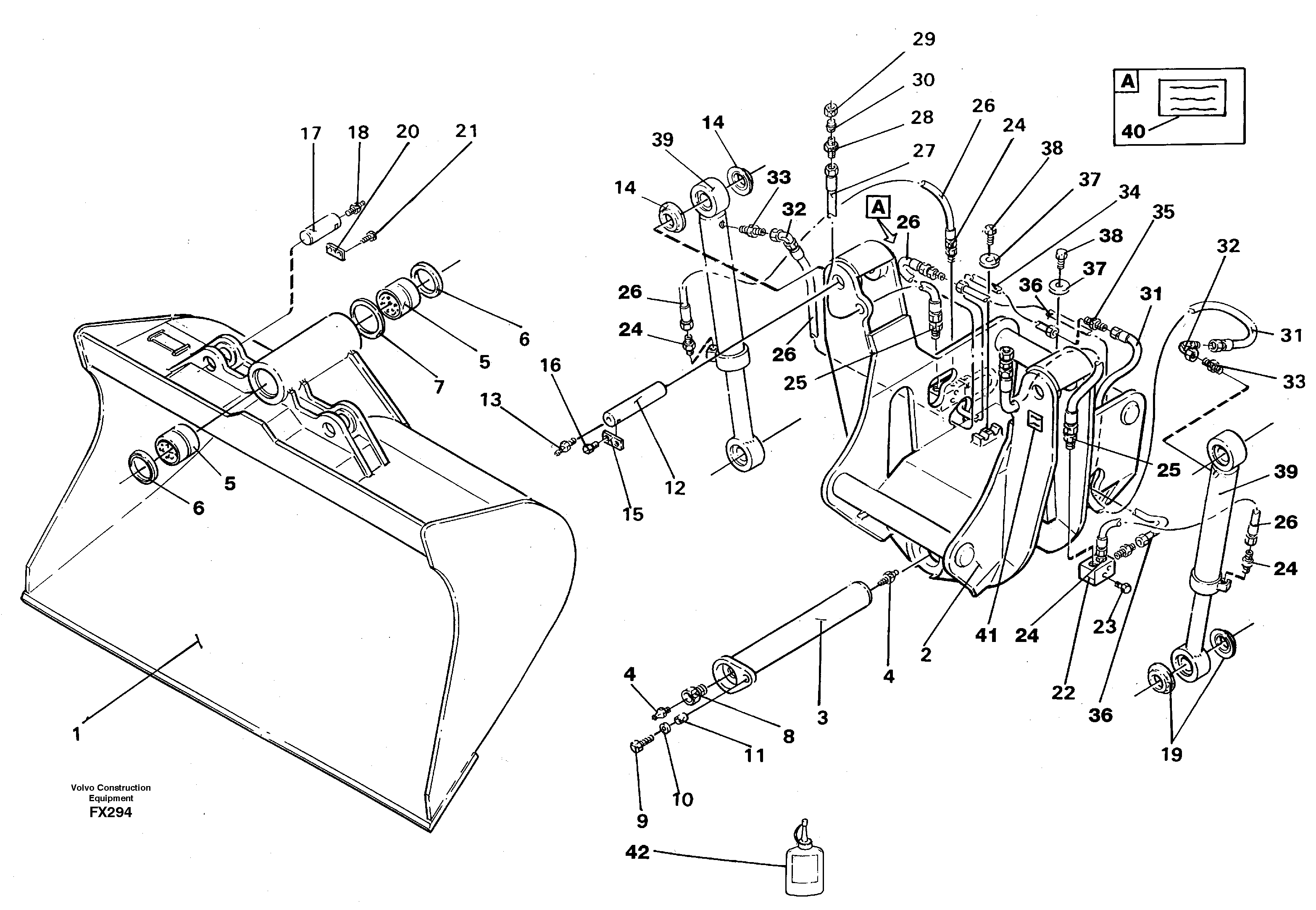 Articulated slope bucket  14265051 — volvo parts diagram