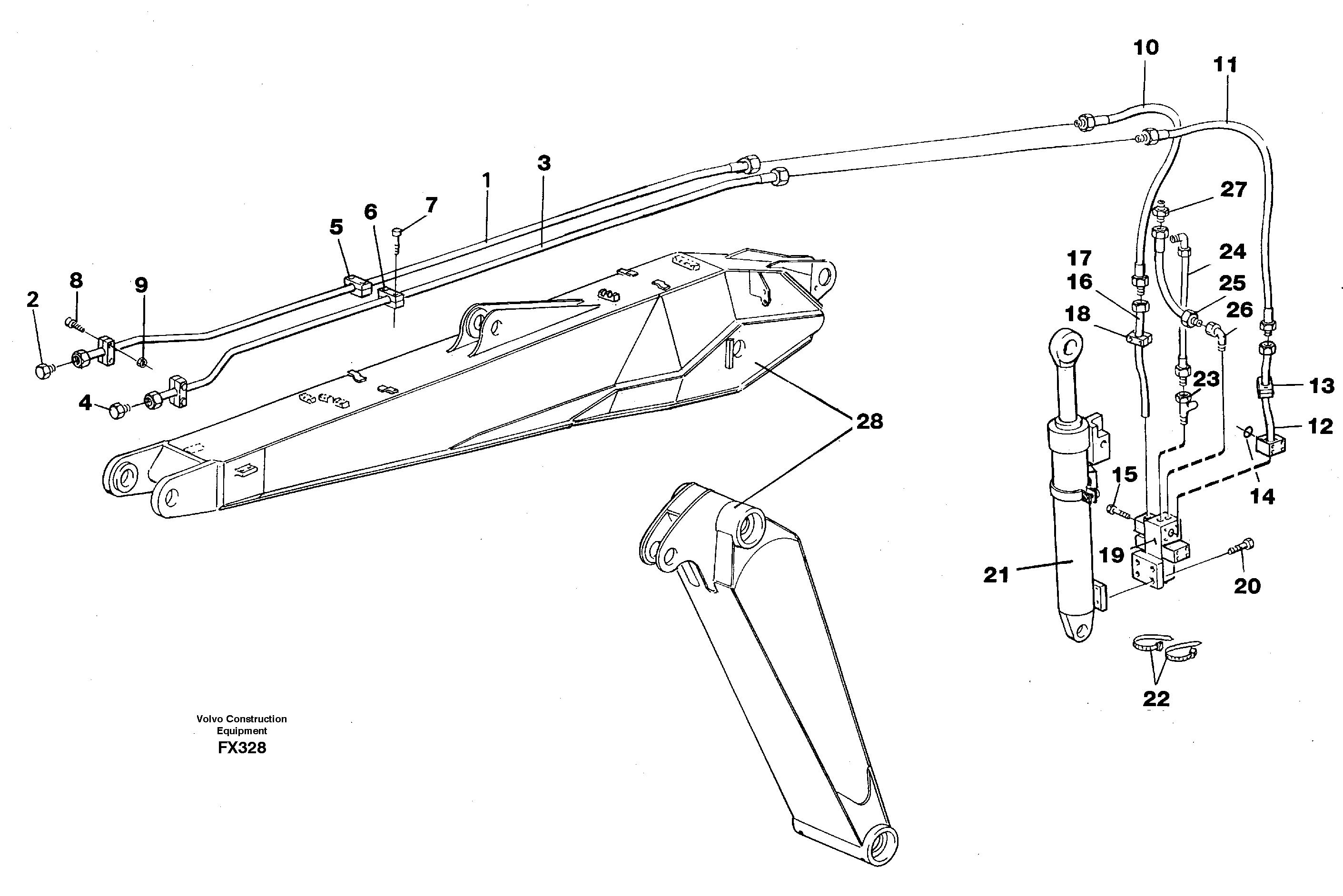 Hydraulic hammer equipment,adjustable boom  14253462 — volvo parts diagram