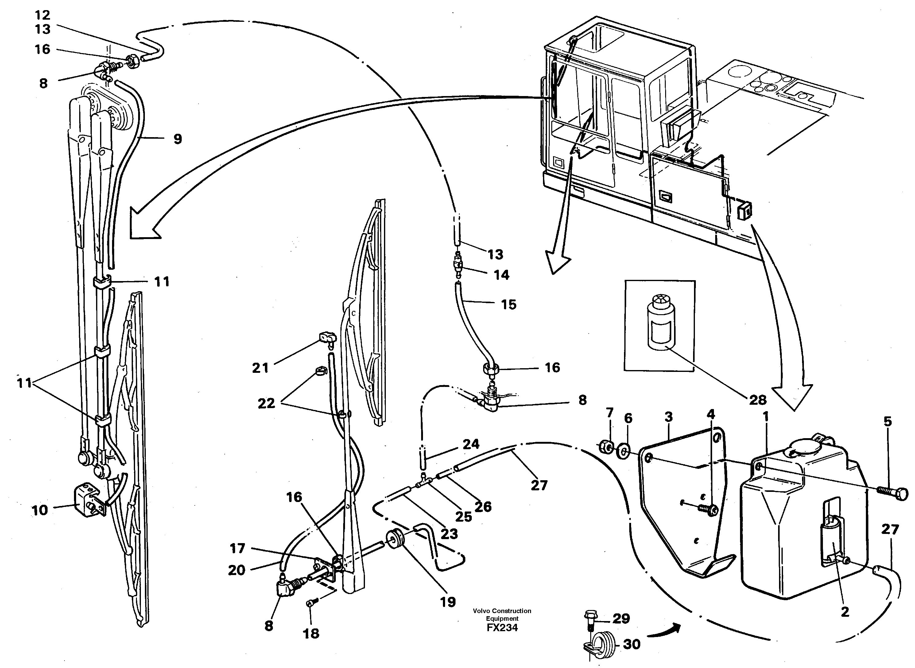 Windshield washer — volvo parts diagram