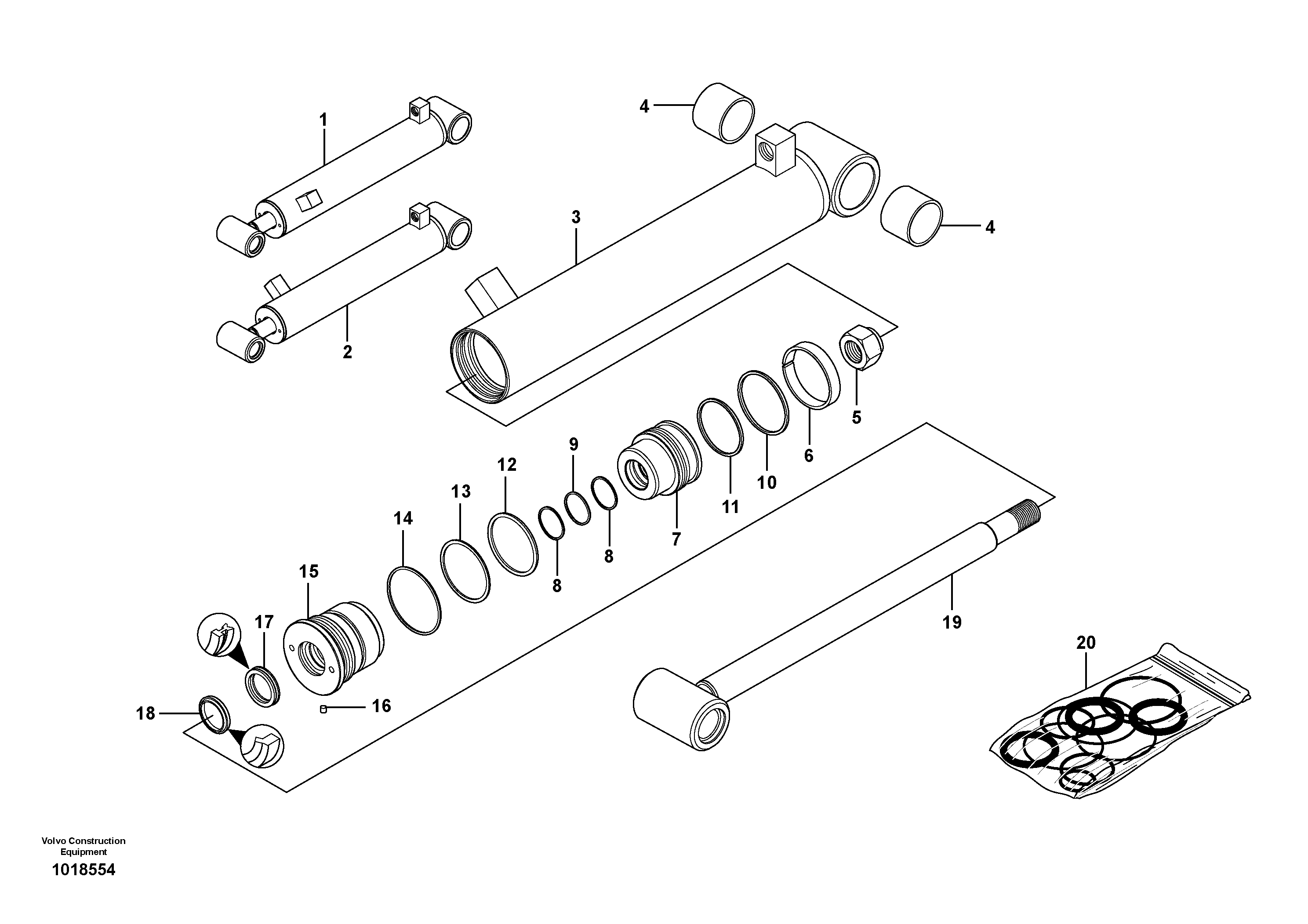 Hydraulic cylinder, tilting — volvo parts diagram