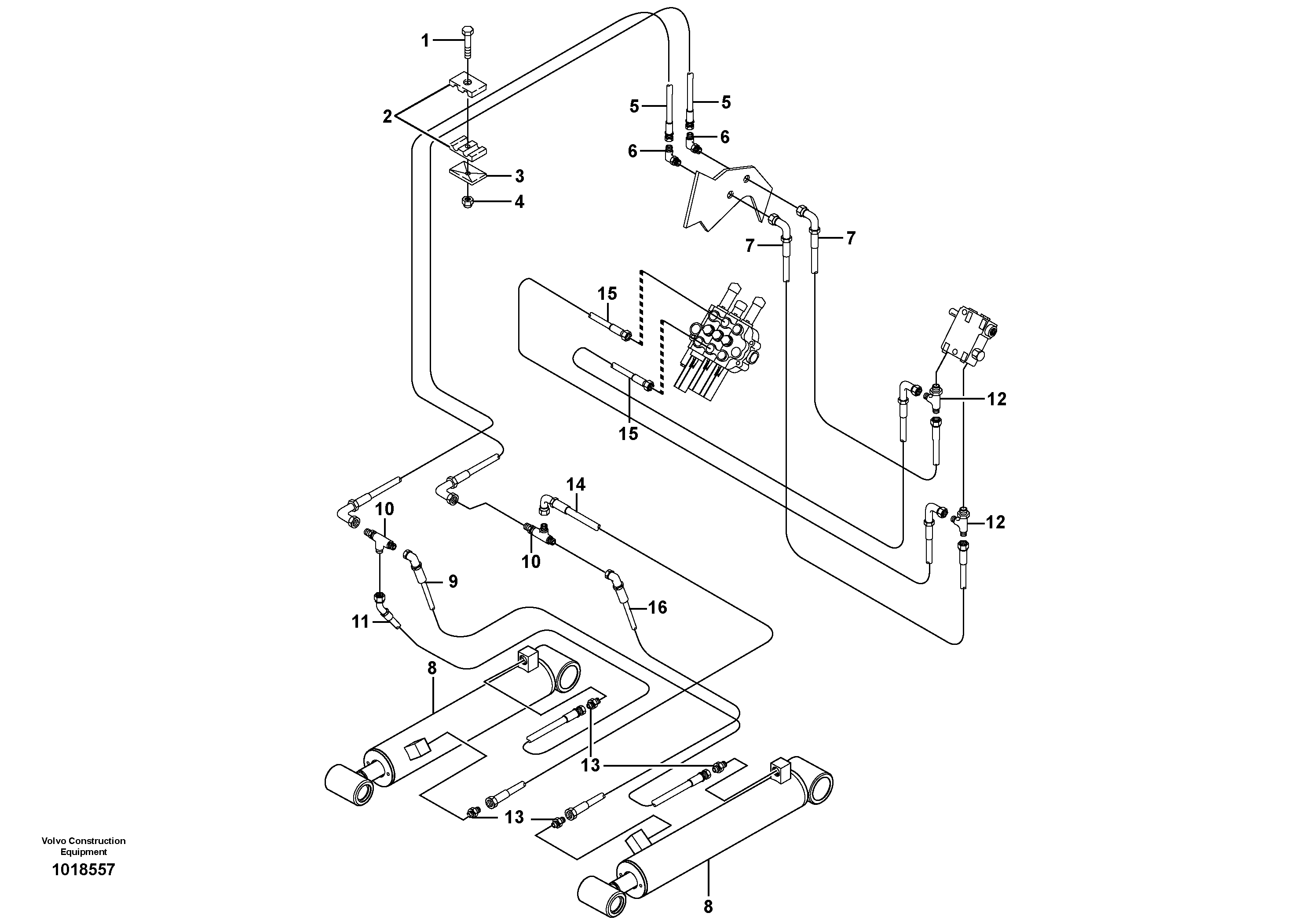 Attachment tilt hydraulic circuit  11840226,11840304 — volvo parts diagram