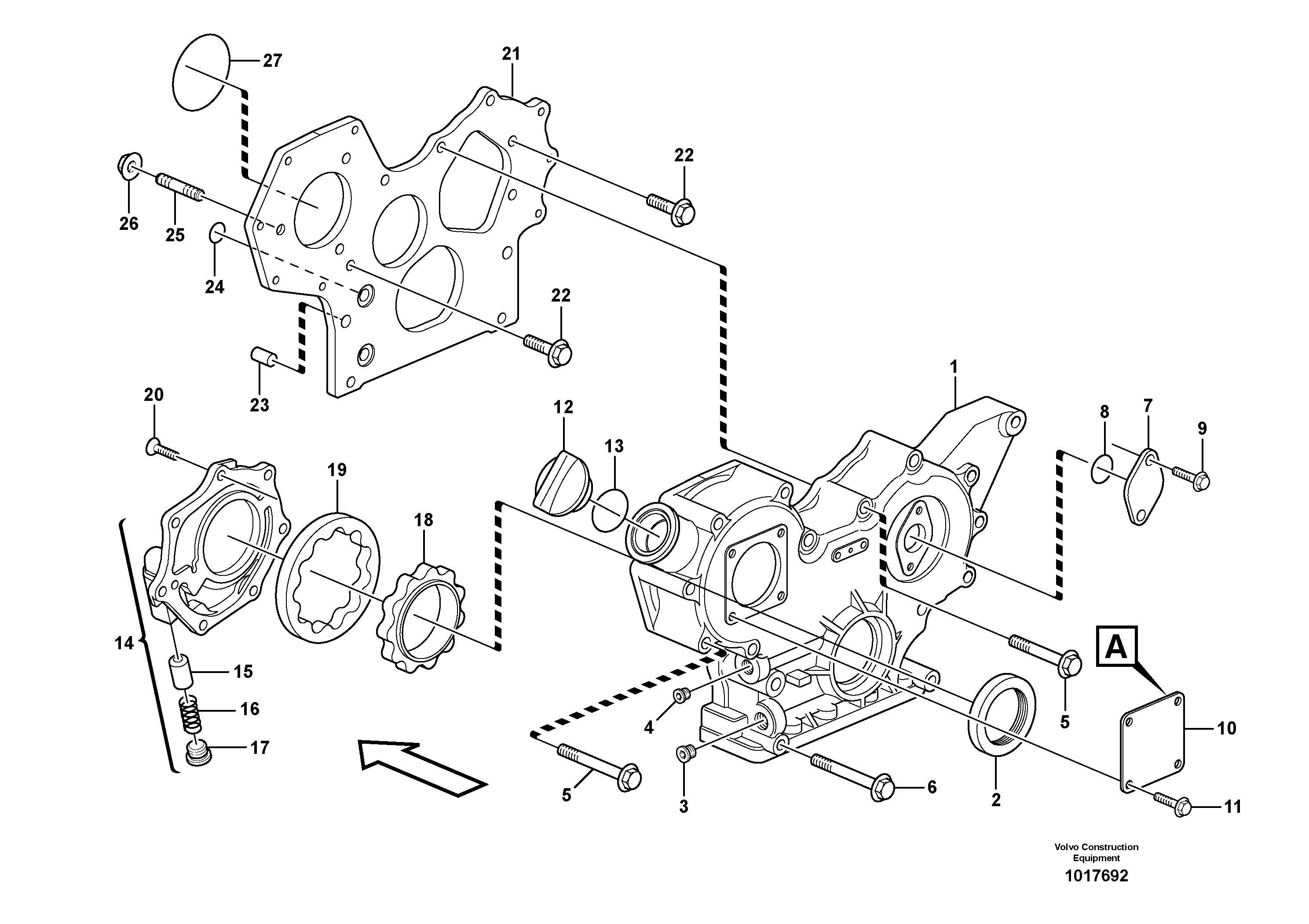 Timing gear casing and gears — volvo parts diagram