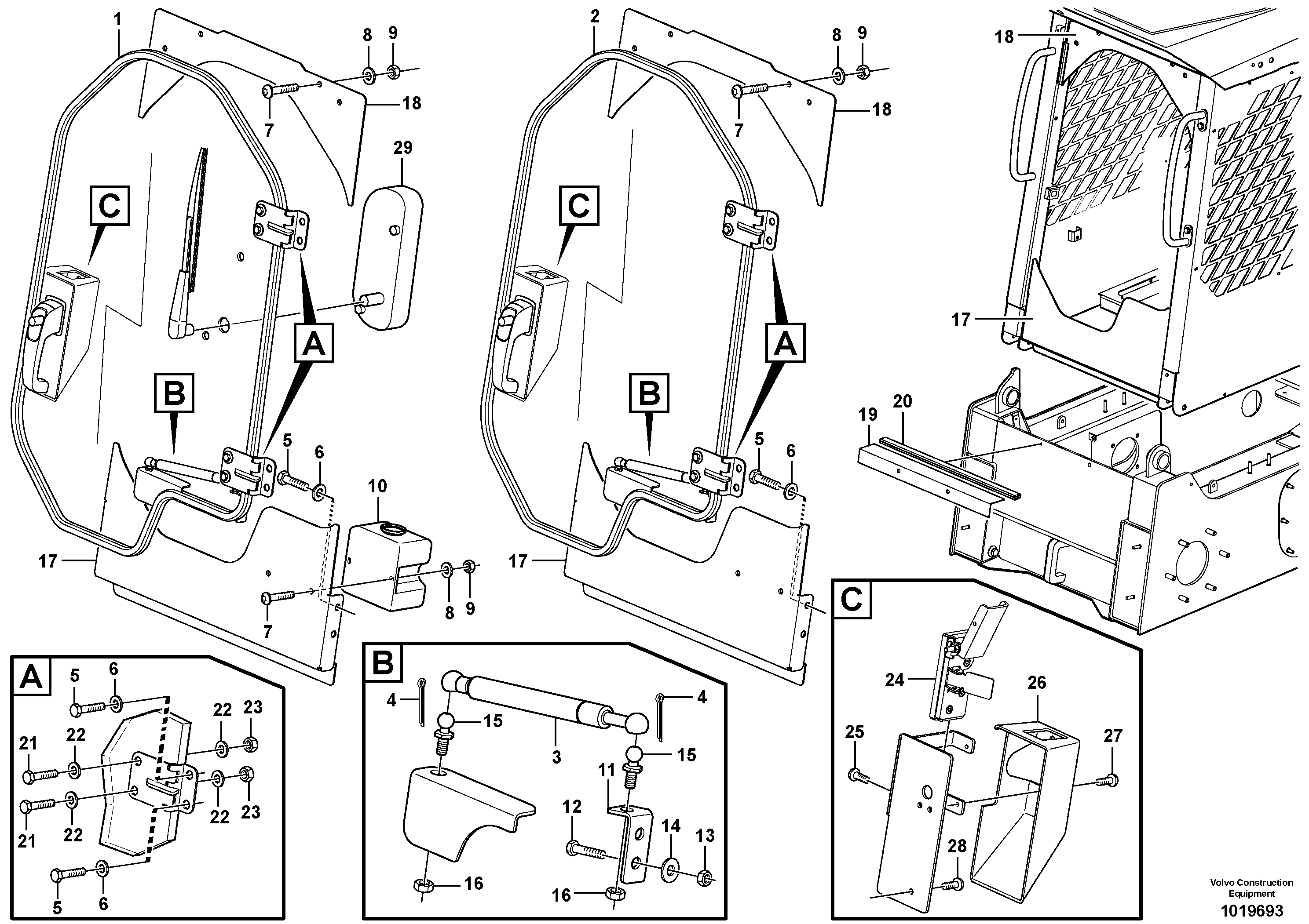 Door with fitting parts — volvo parts diagram
