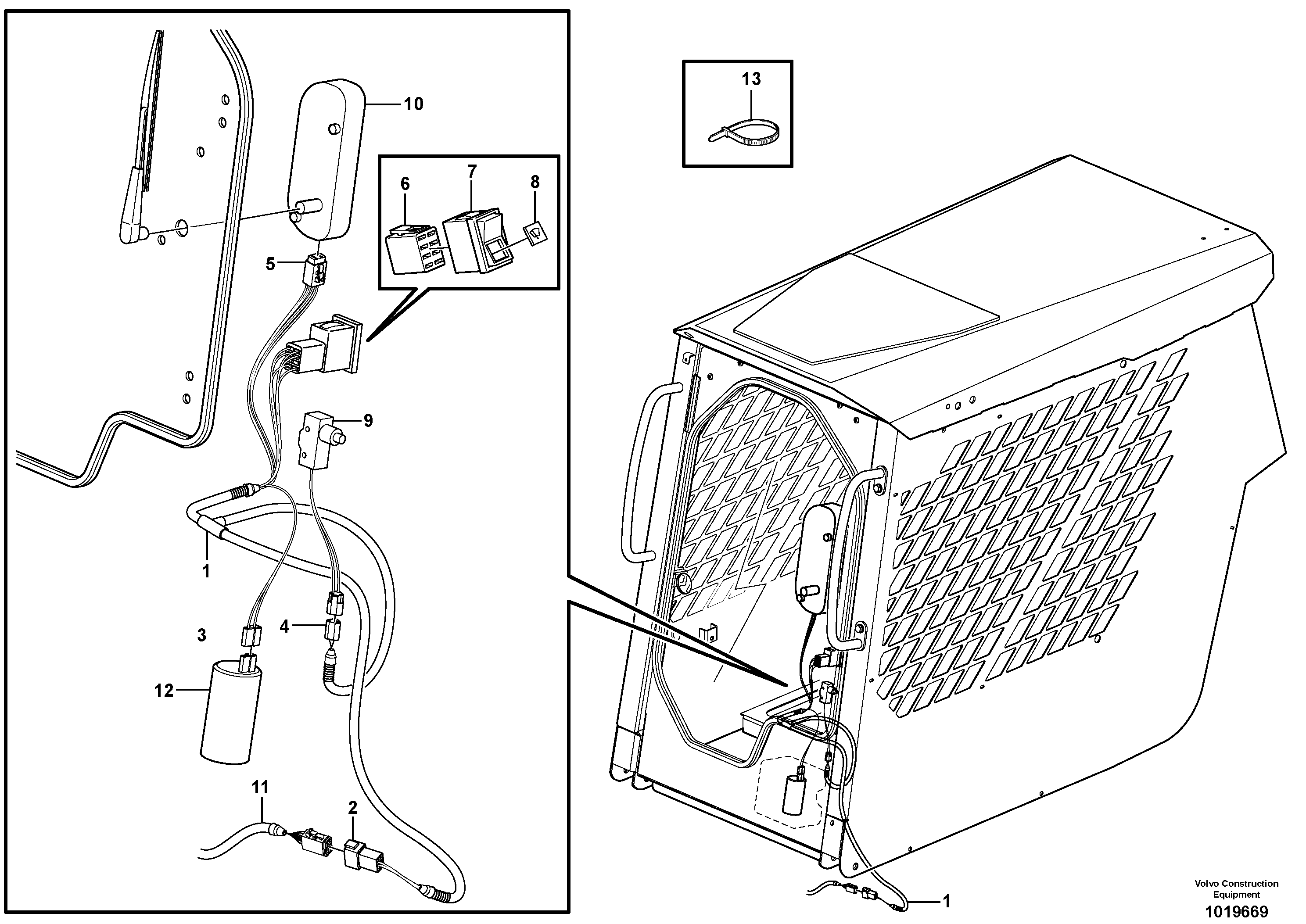 Cable harness door — volvo parts diagram