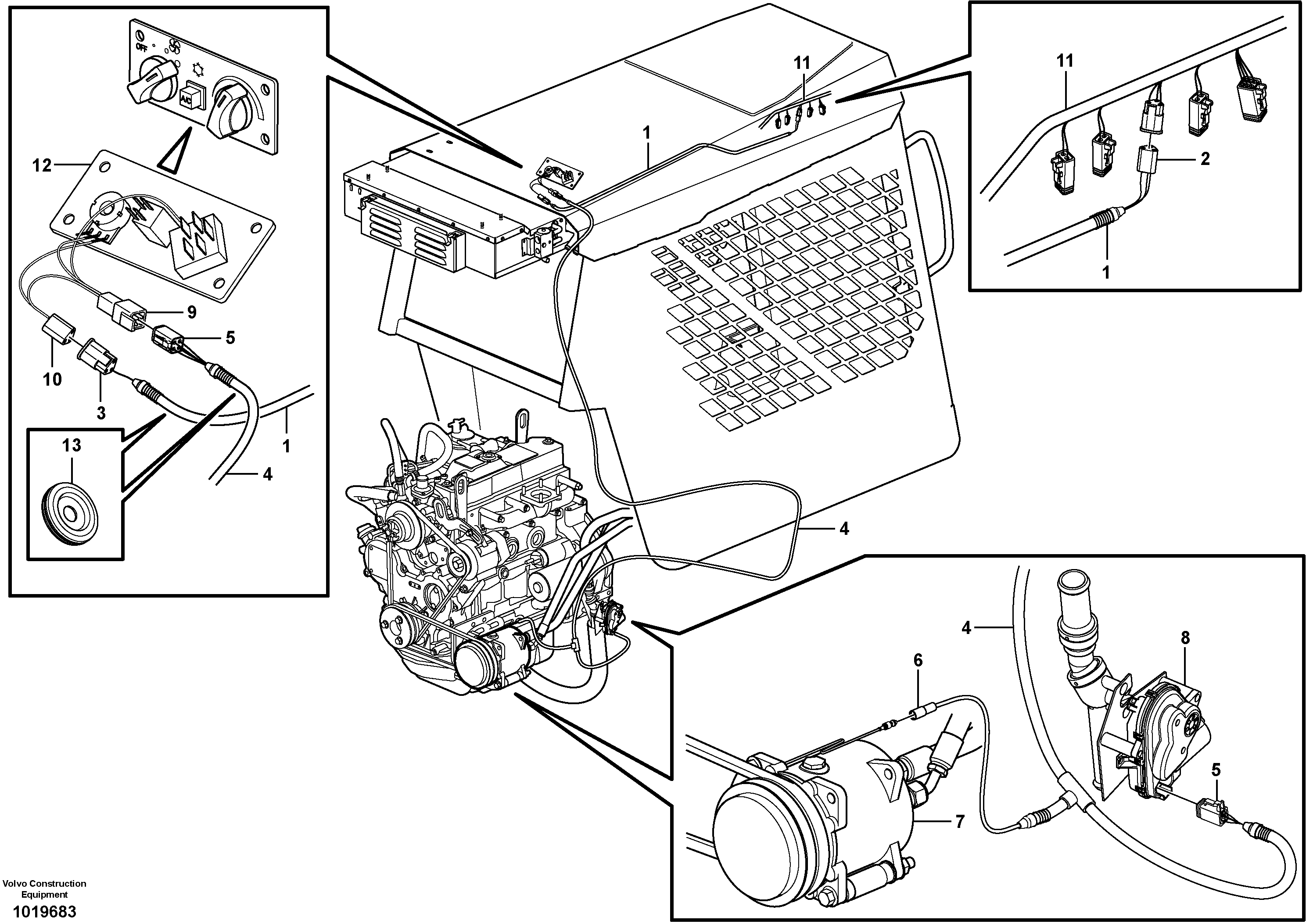 Cable harness, air conditioning.  11840319, 11840373 — volvo parts diagram